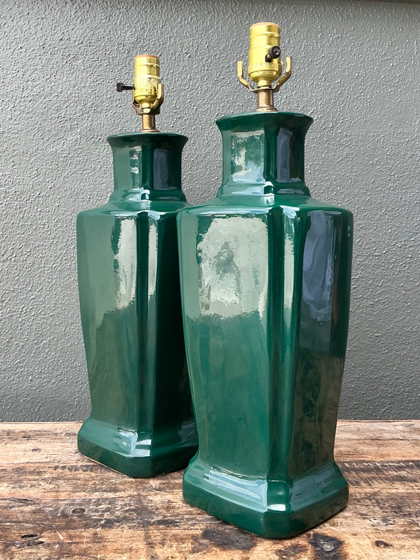 Vintage Glazed Ceramic Table Lamps - Pair - Detail view