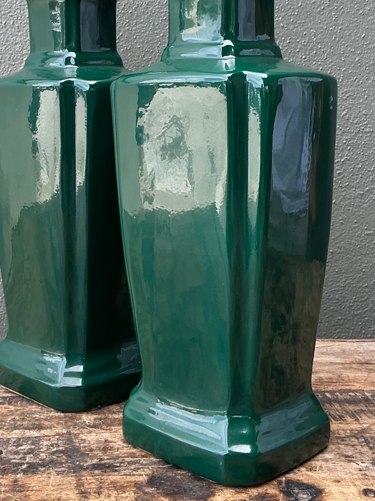 Vintage Glazed Ceramic Table Lamps - Pair - Back view