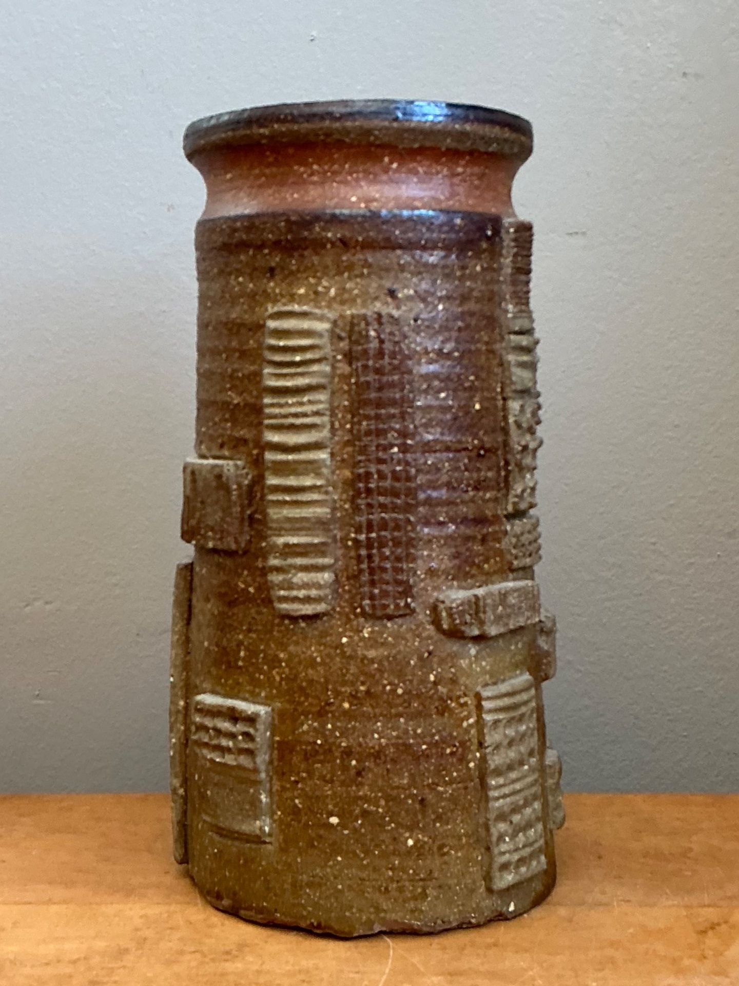 Vintage Abstract Patterned Pottery Vase - Side view