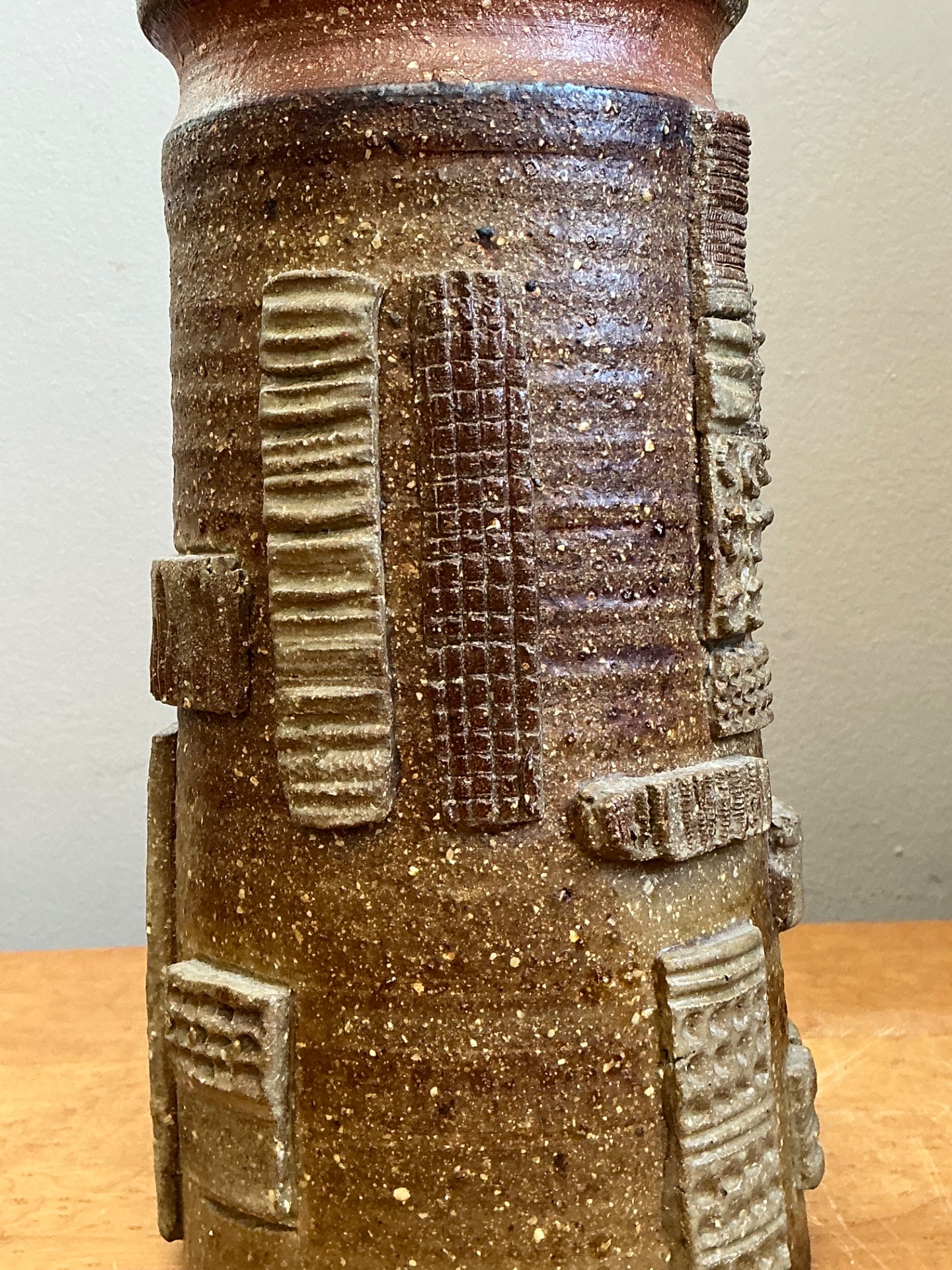 Vintage Abstract Patterned Pottery Vase - Detail view