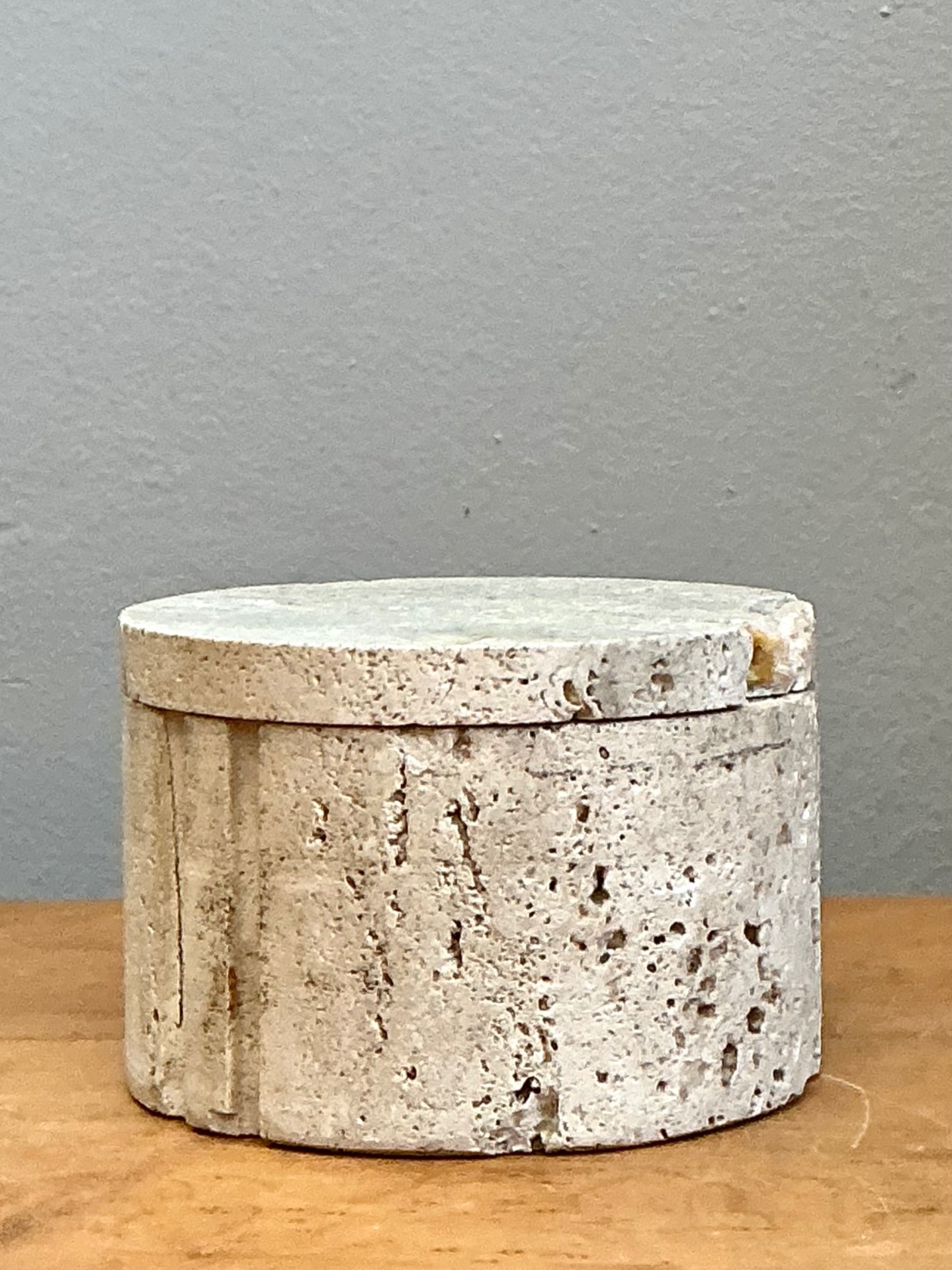 Vintage Italian Coquina Stone Box - Side view