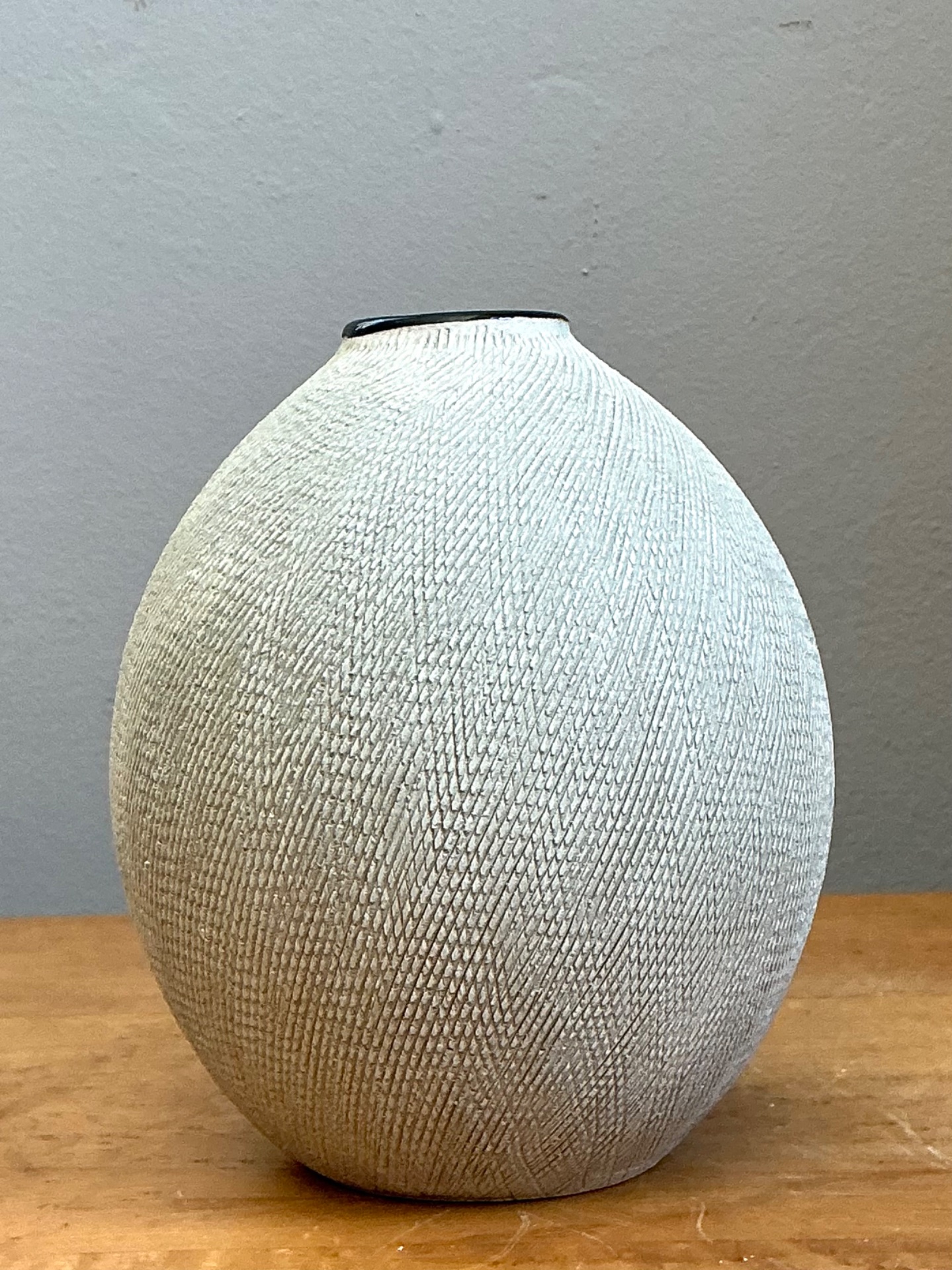 Vintage Textured Ceramic Vase - Detail view