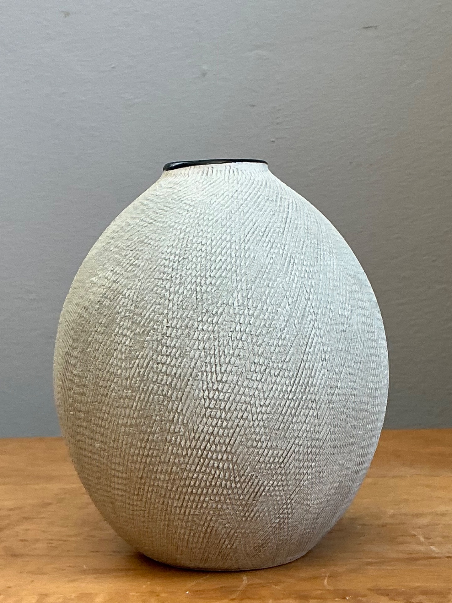 Vintage Textured Ceramic Vase - Top view