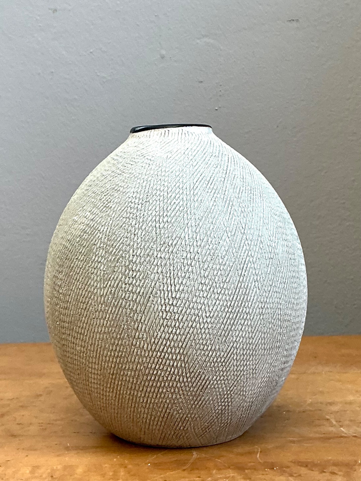 Vintage Textured Ceramic Vase - Side view