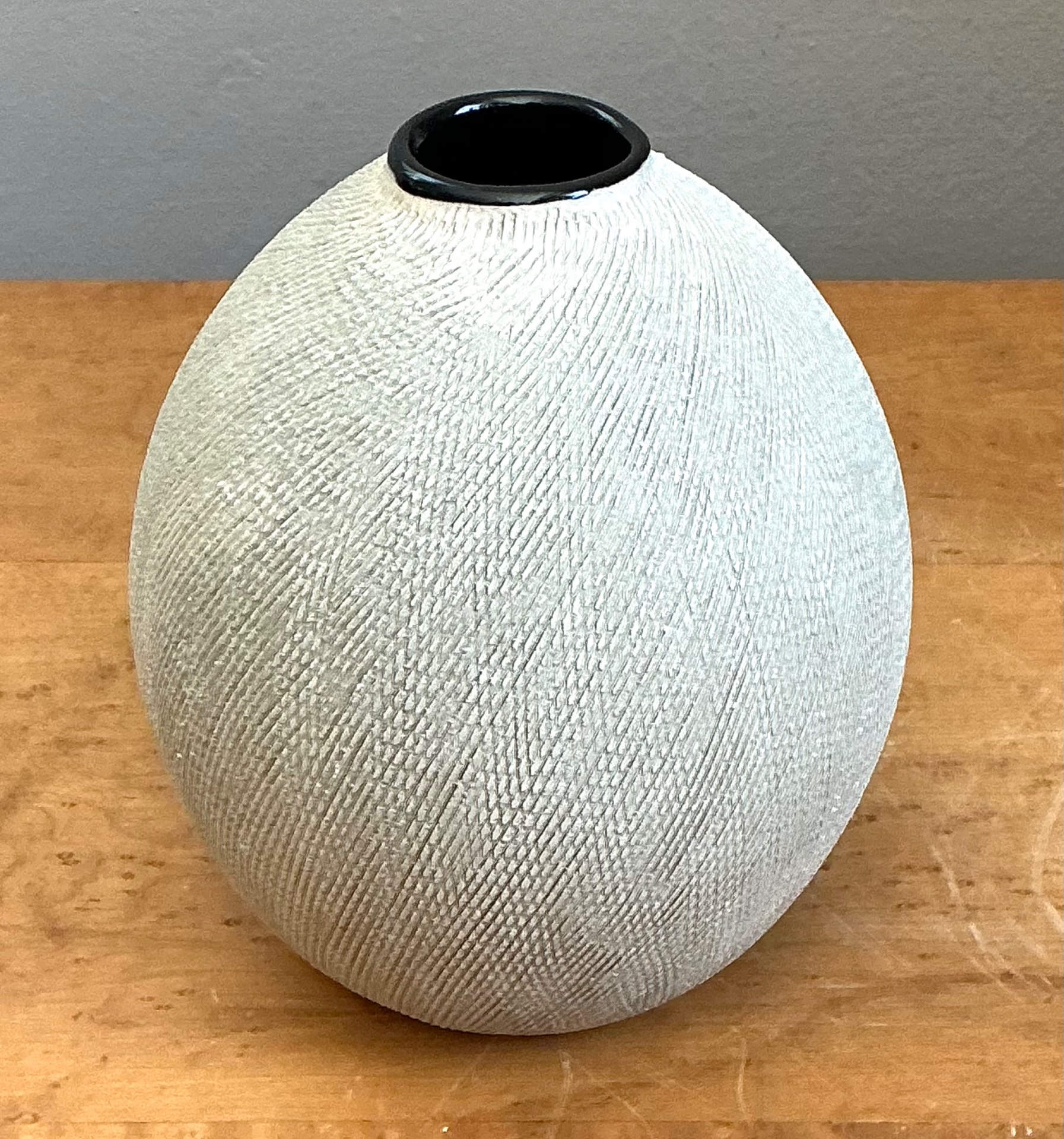 Vintage Textured Ceramic Vase - Back view