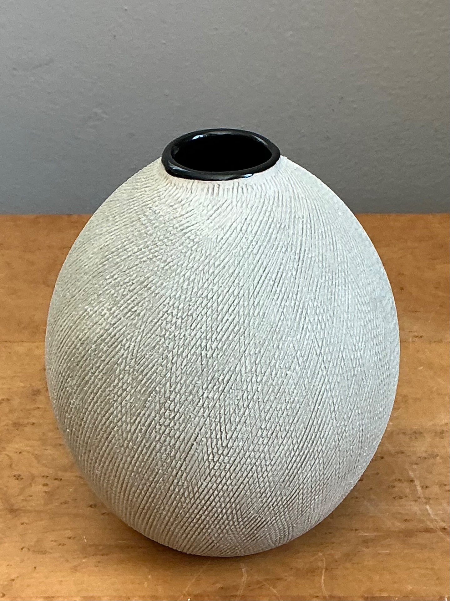 Vintage Textured Ceramic Vase - Side view