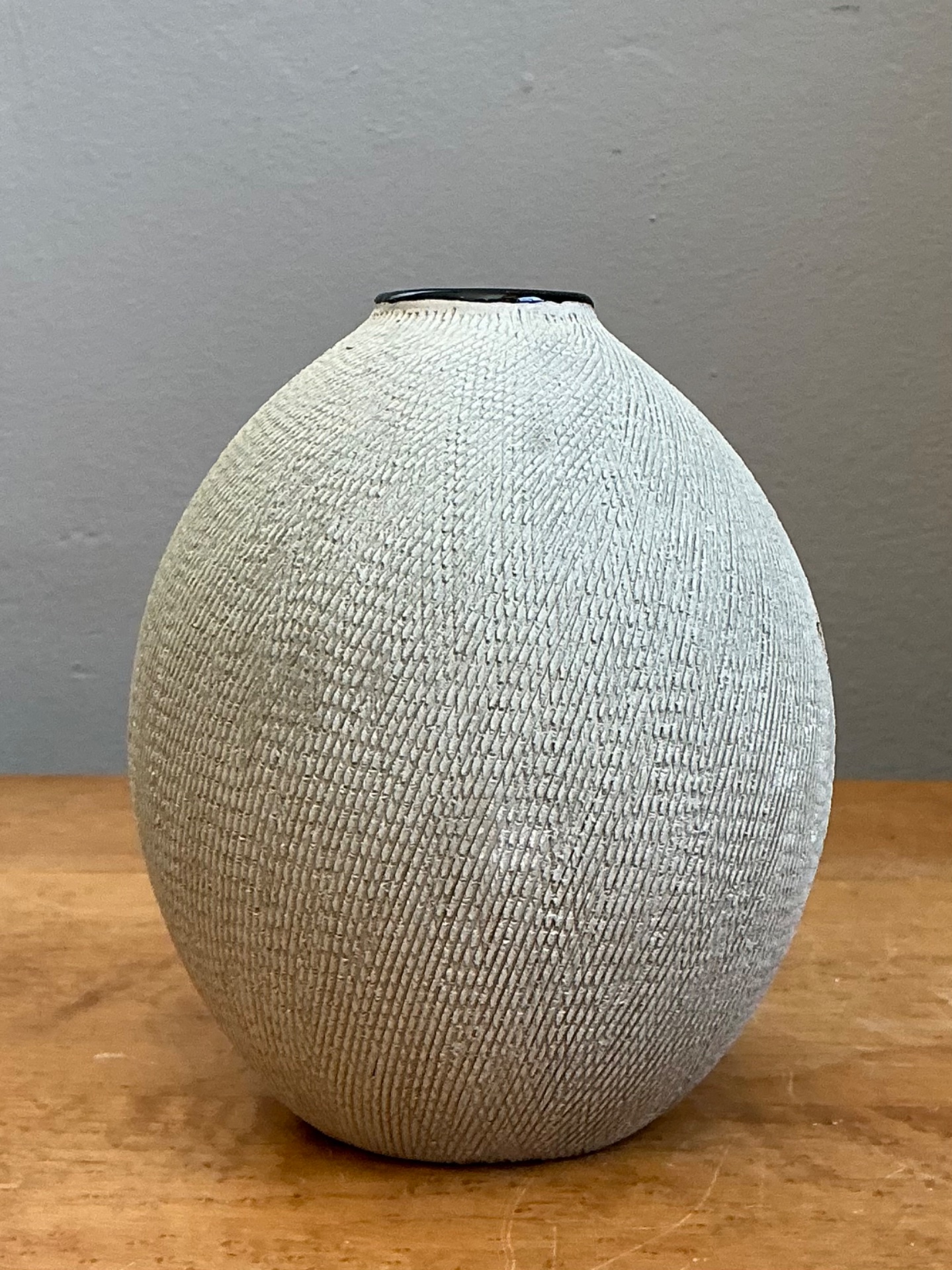 Vintage Textured Ceramic Vase - Back view