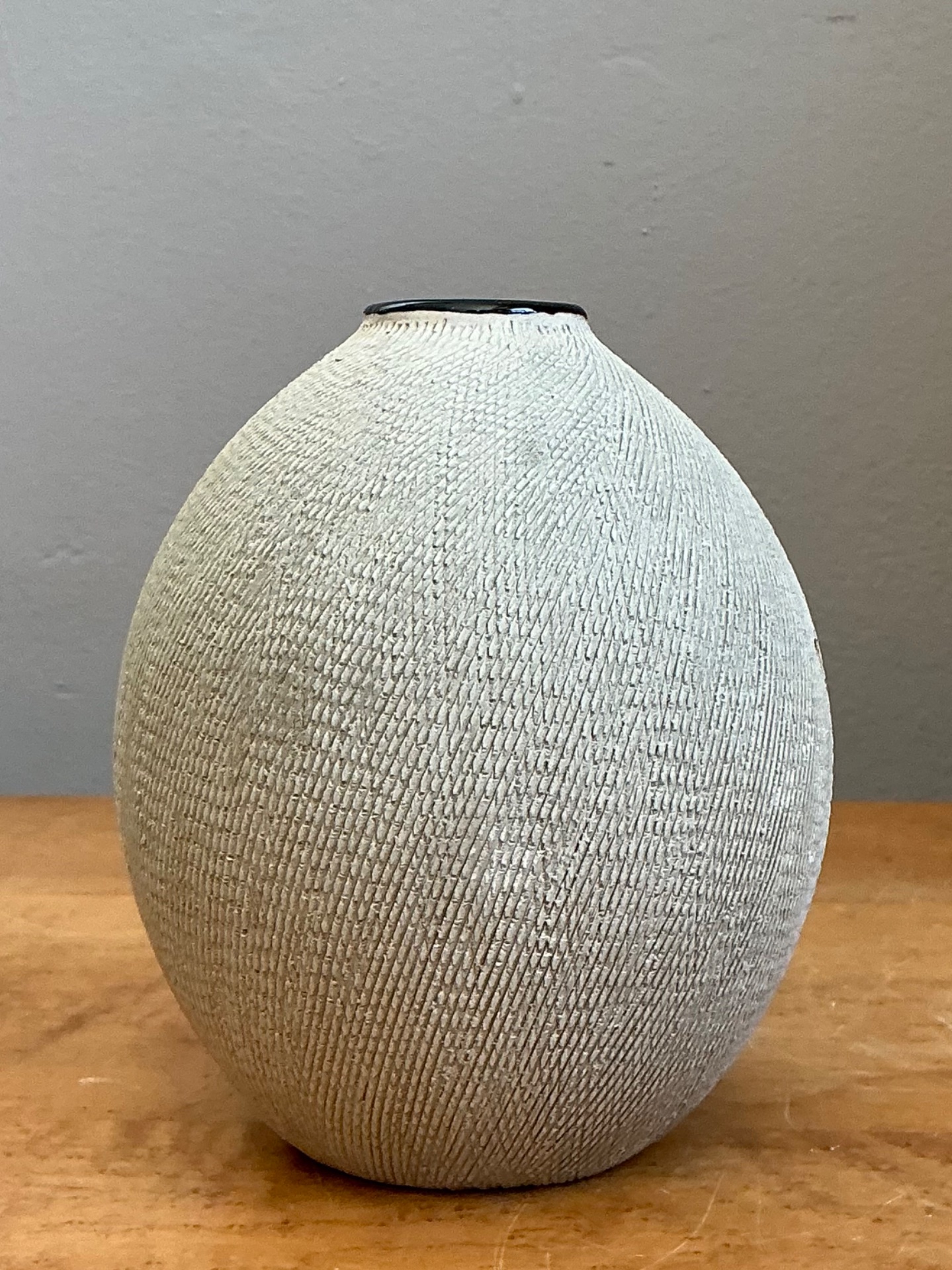 Vintage Textured Ceramic Vase - Top view