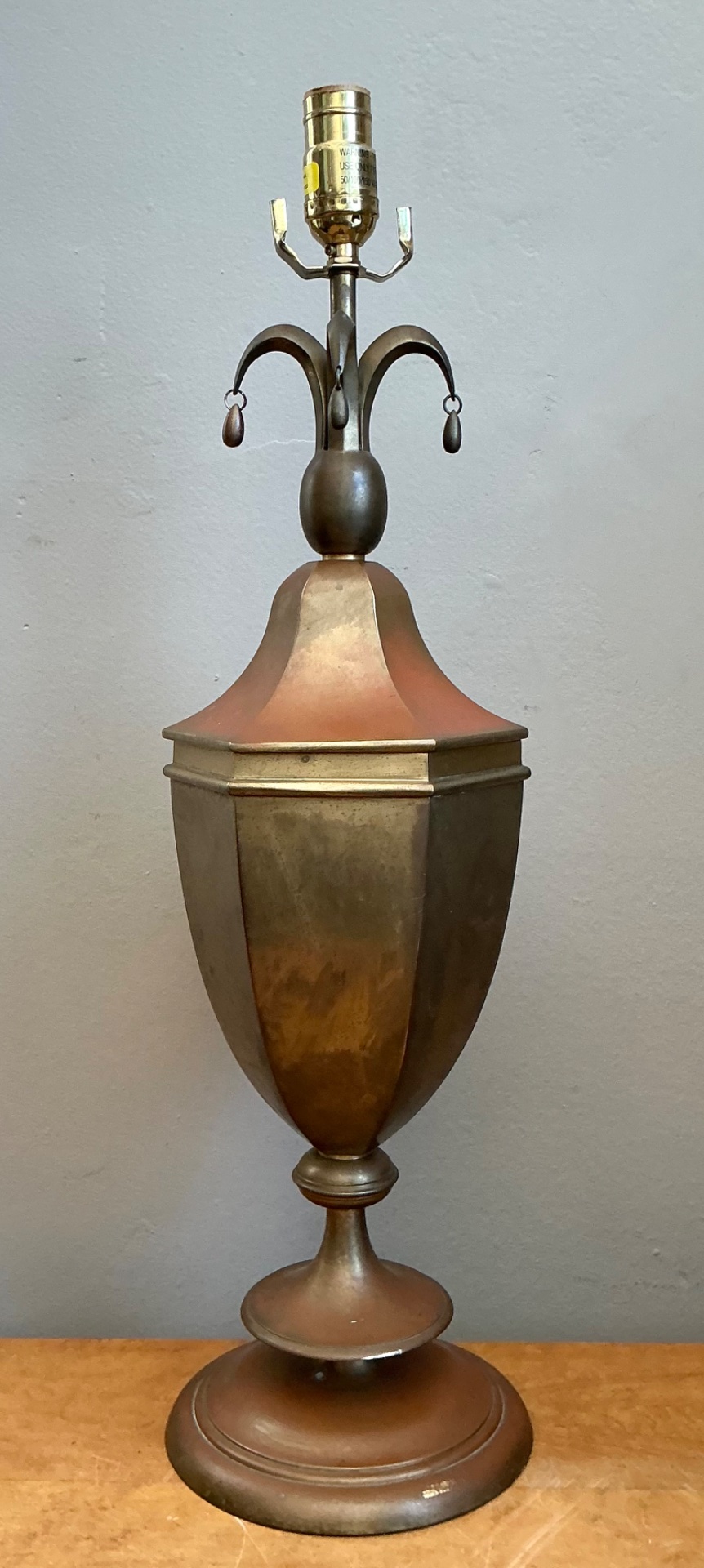 Vintage Chapman Metal Urn Form Table Lamp - Top view