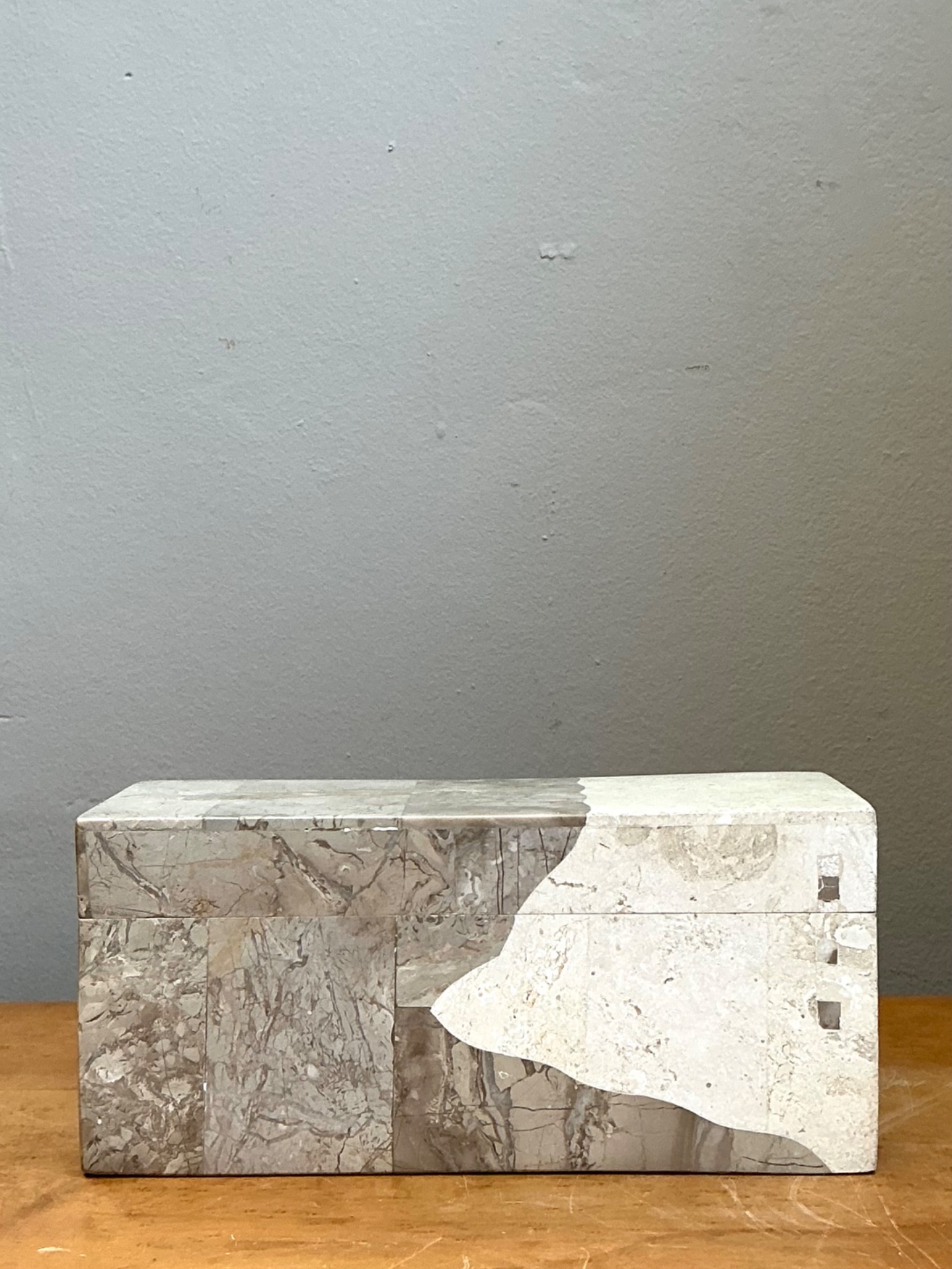 Vintage Tessellated Stone Box - Back view