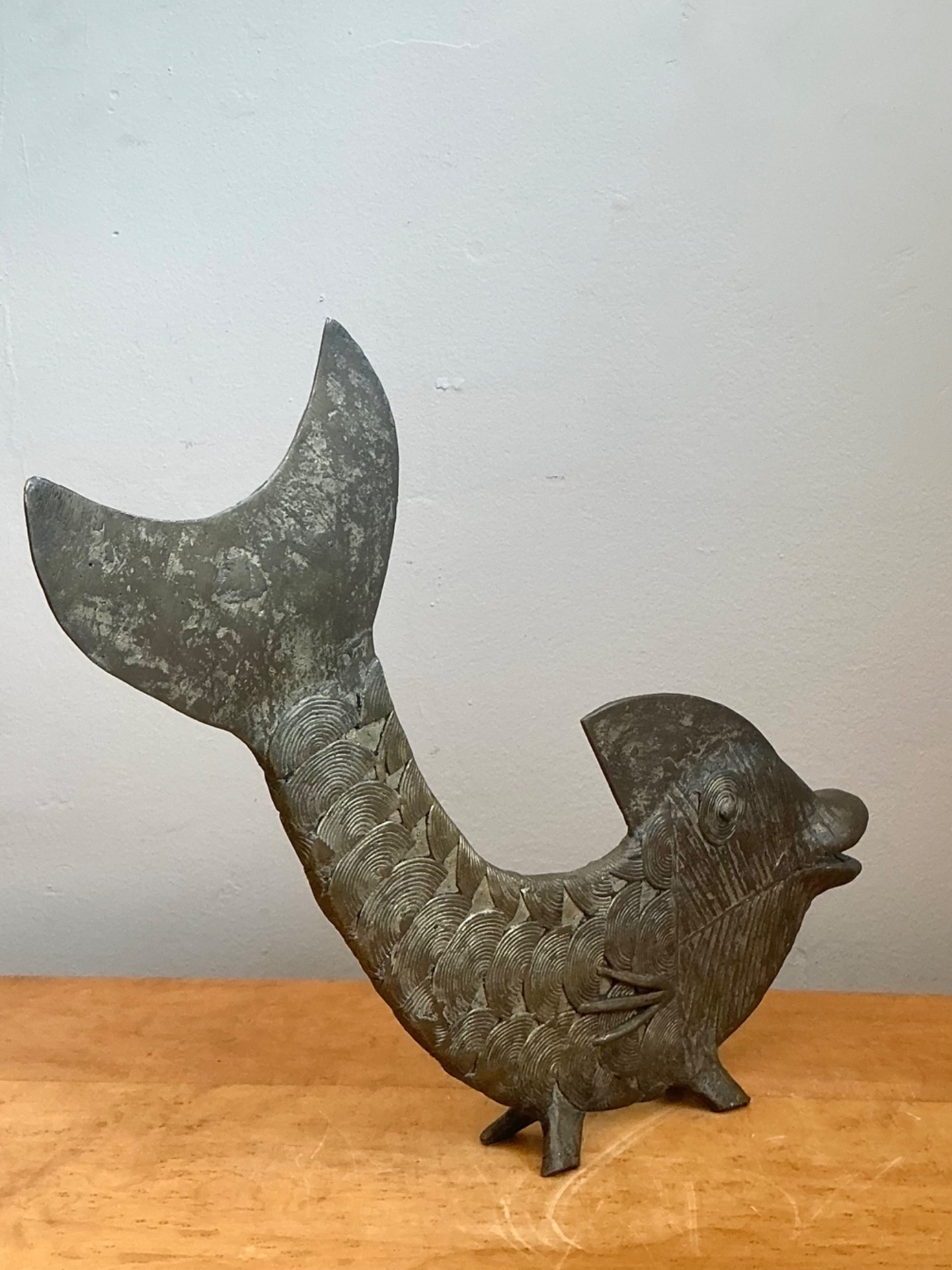 Mid-Century Modern Bronze Fish Figurine - Side view