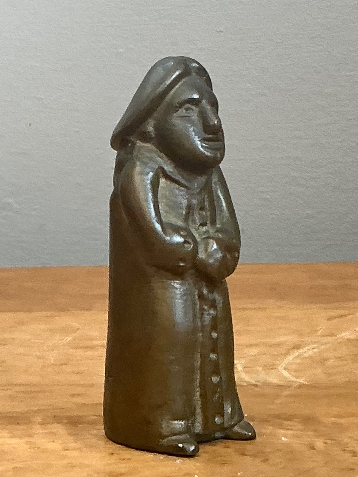 Antique Bronze Monk Sculpture - Back view