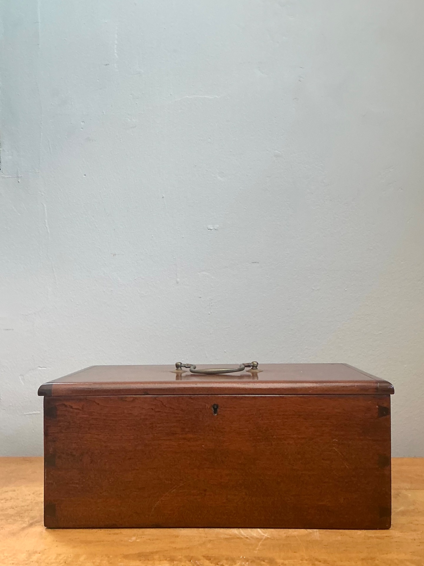 Vintage Keyhole Wooden Box - Top view