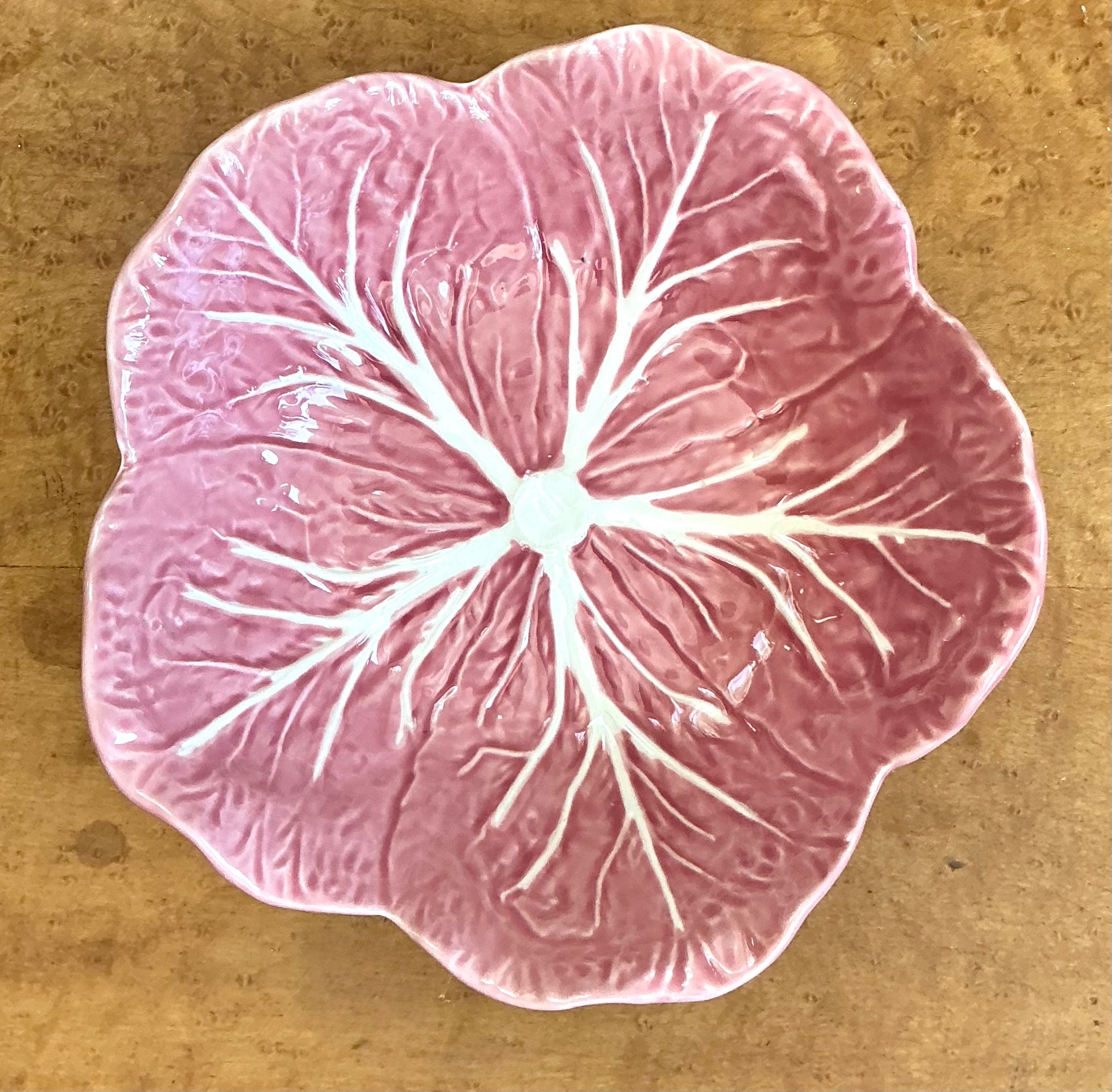 Vintage Bordallo Pinheiro Pink Cabbage Bowl - Back view