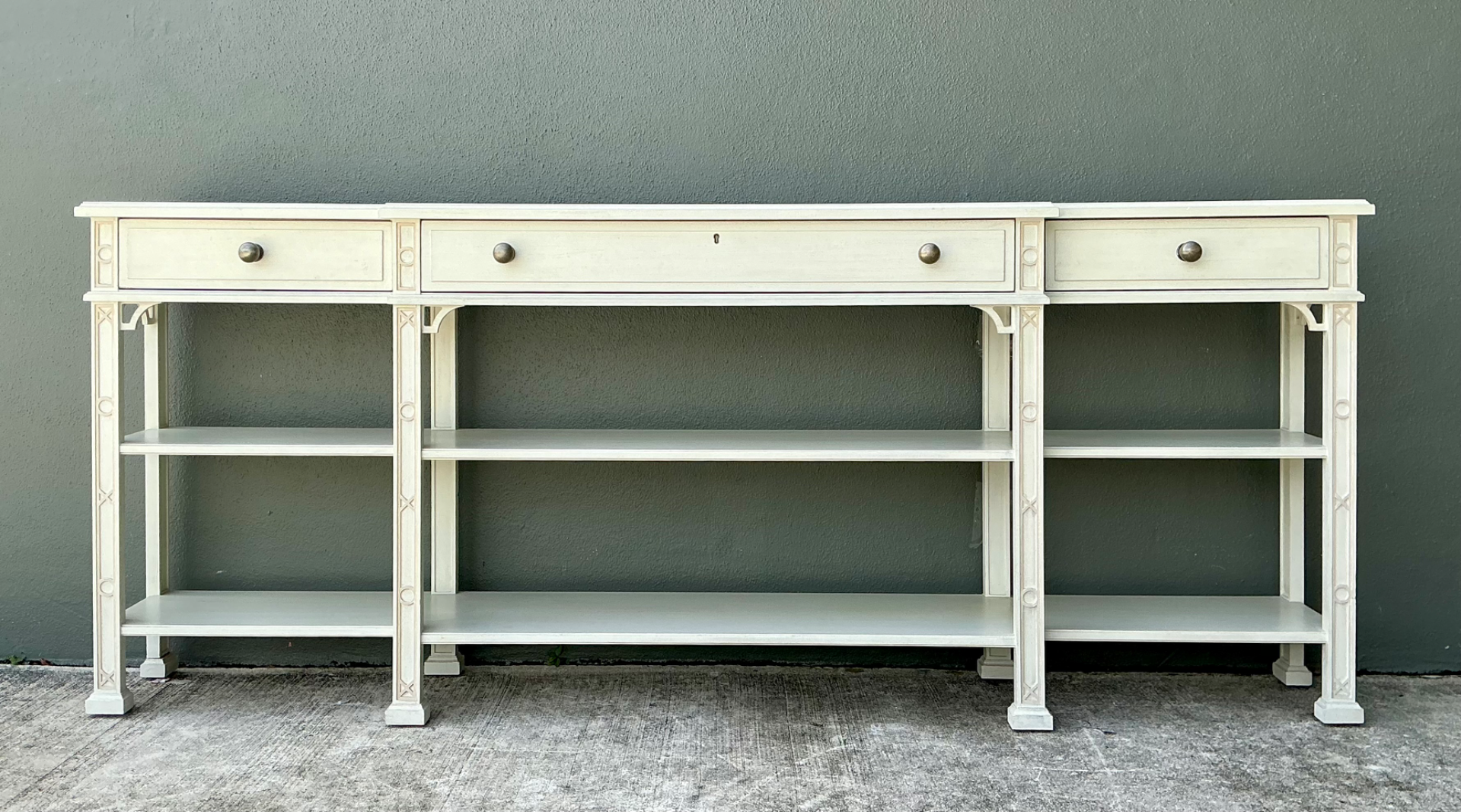 Vintage Stanley Painted Wood Console Table - Back view
