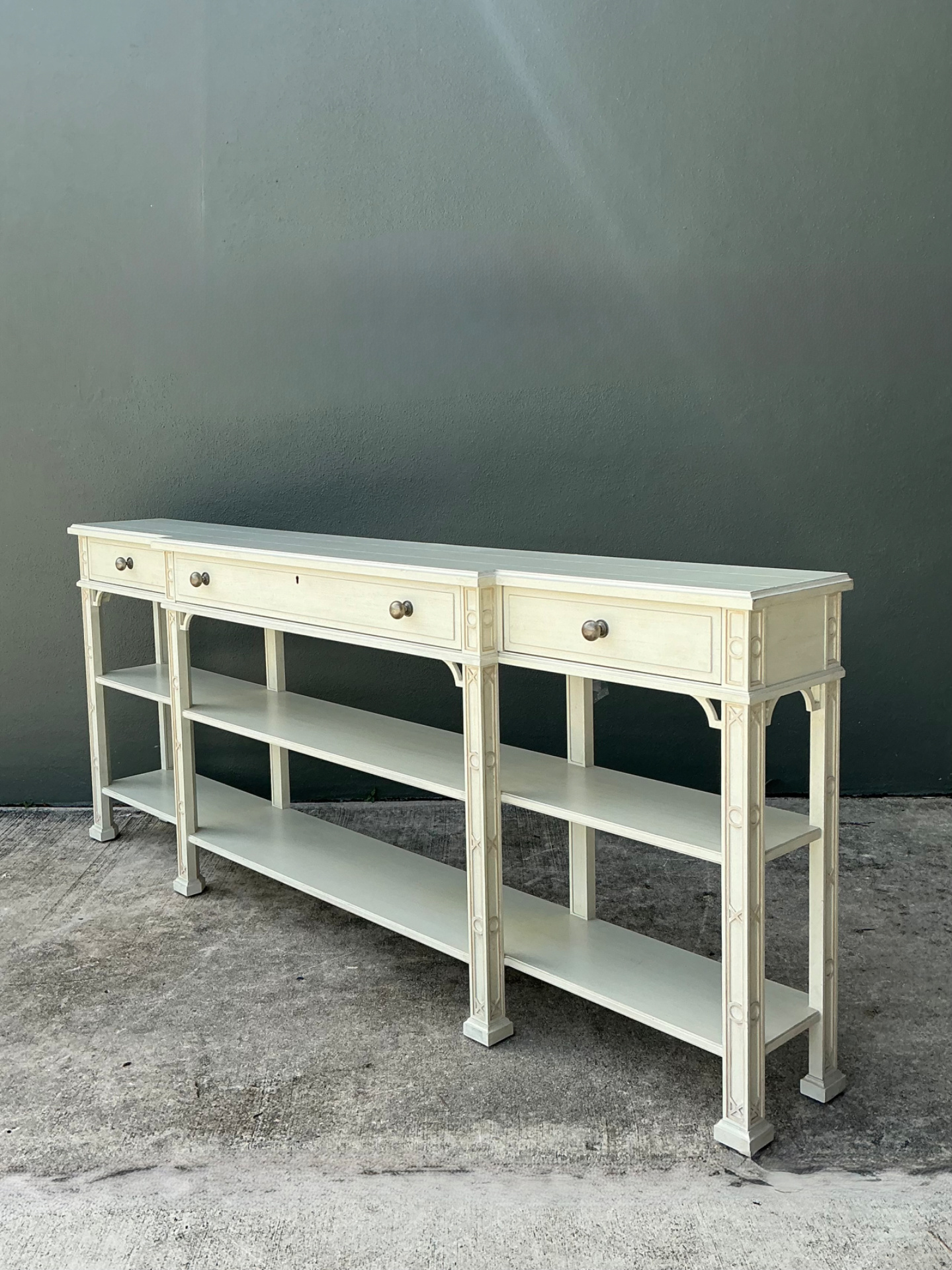 Vintage Stanley Painted Wood Console Table - Top view