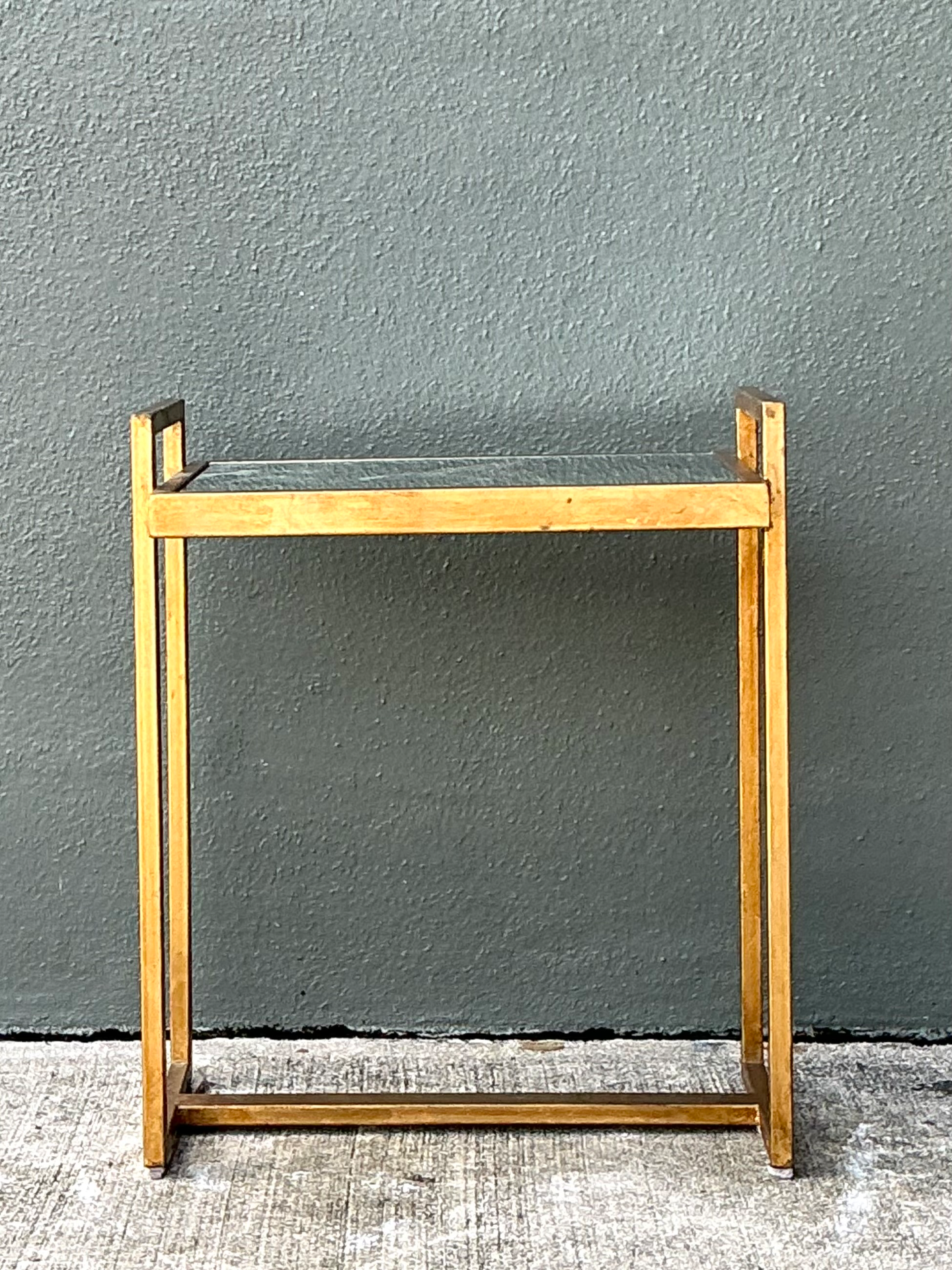 Vintage Metal  and Mirrored Glass Side Table - Side view