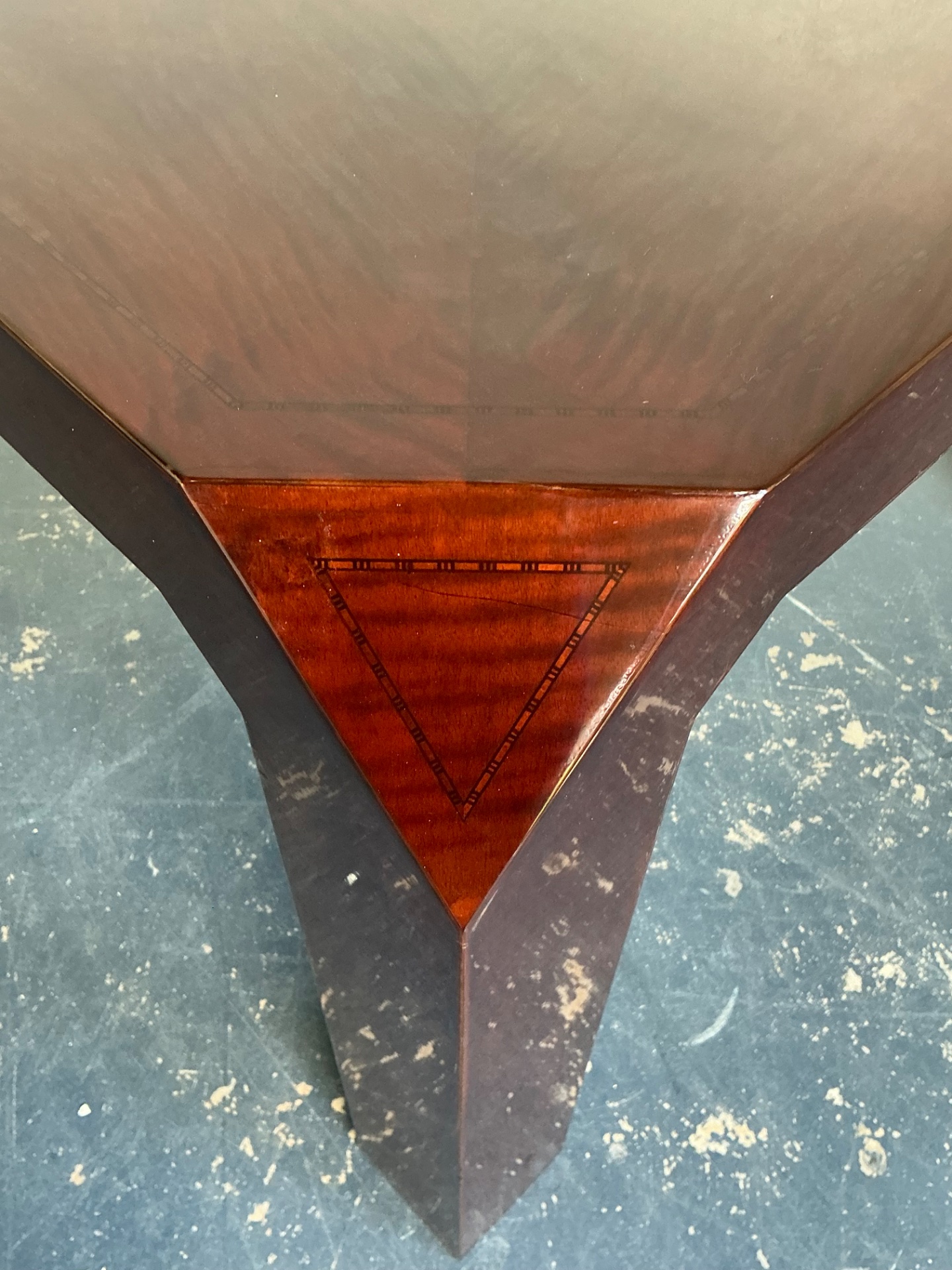 Vintage Lacquered Inlay Game Table - Detail view