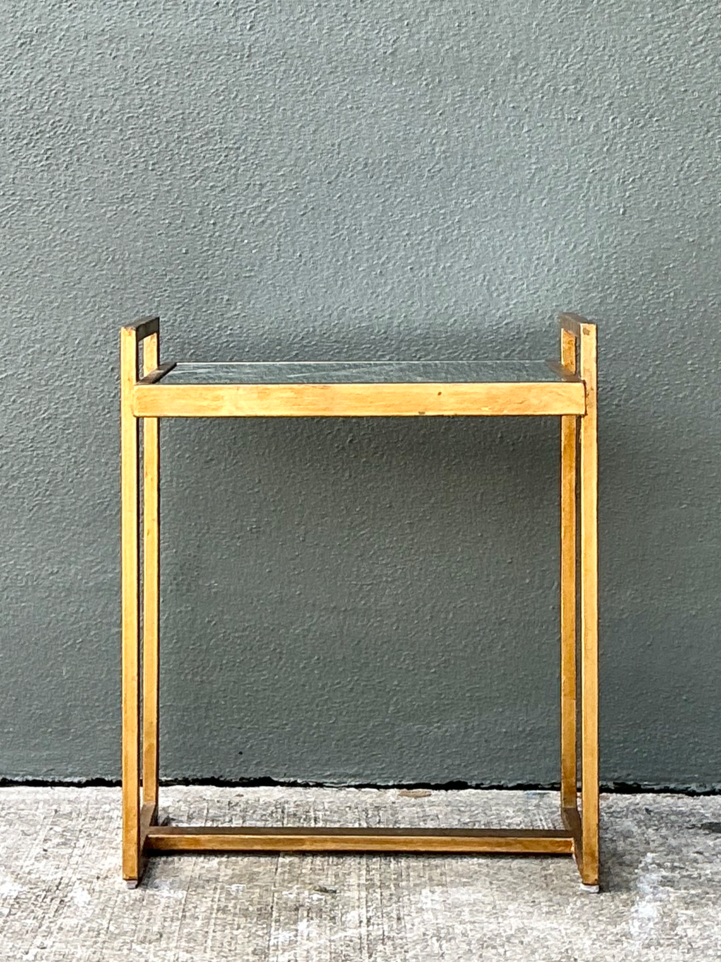 Vintage Metal  and Mirrored Glass Side Table - Top view