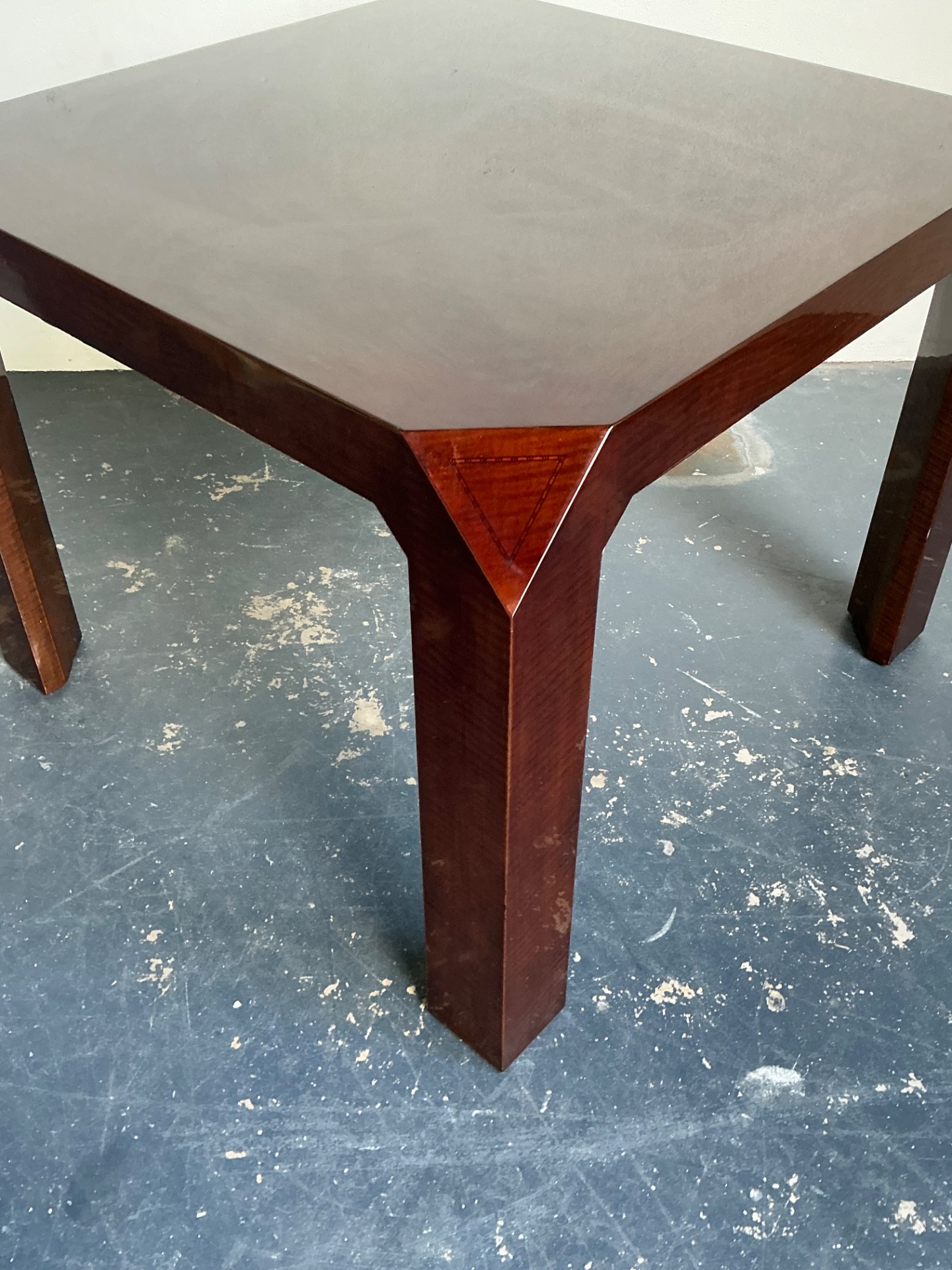 Vintage Lacquered Inlay Game Table - Side view