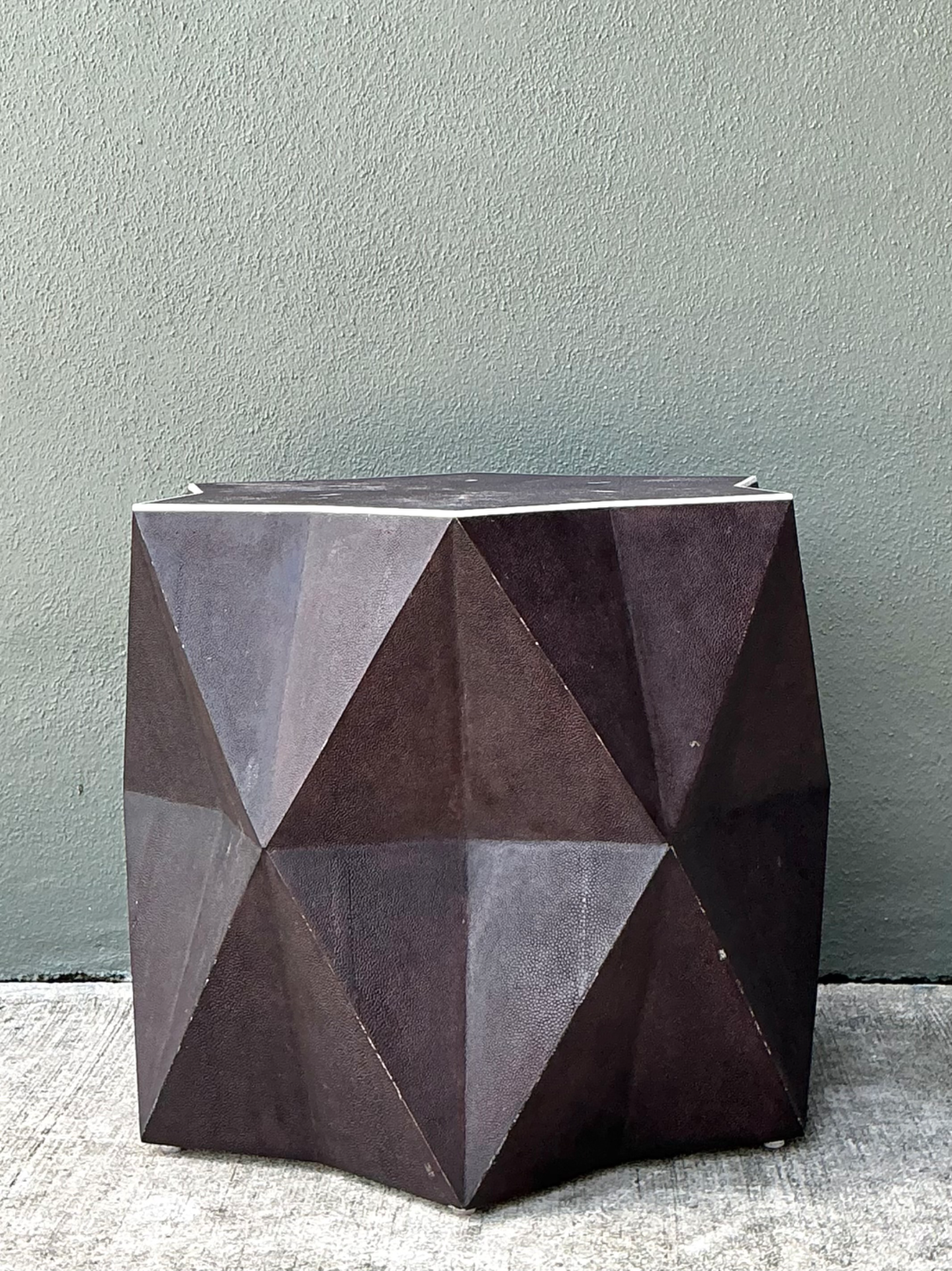 Vintage Faceted Shagreen Accent Table - Side view