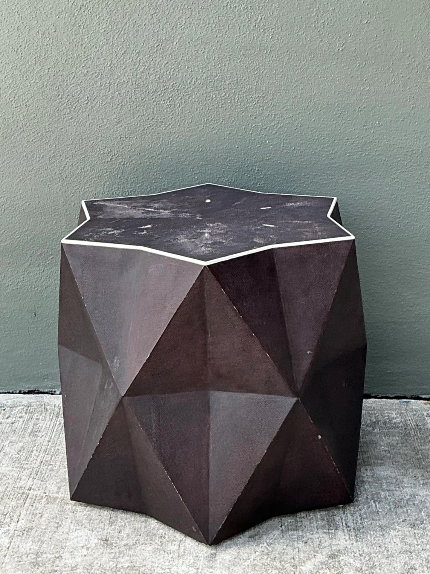 Vintage Faceted Shagreen Accent Table - Top view