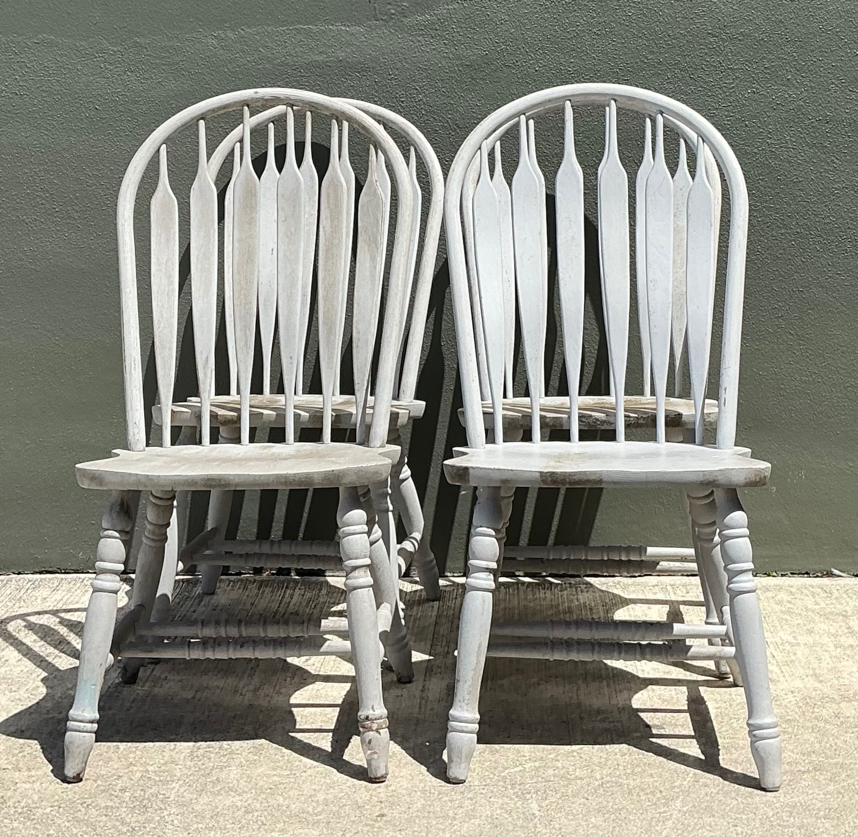 Vintage Farmhouse Style Windsor Chairs - Set of 4 - Top view