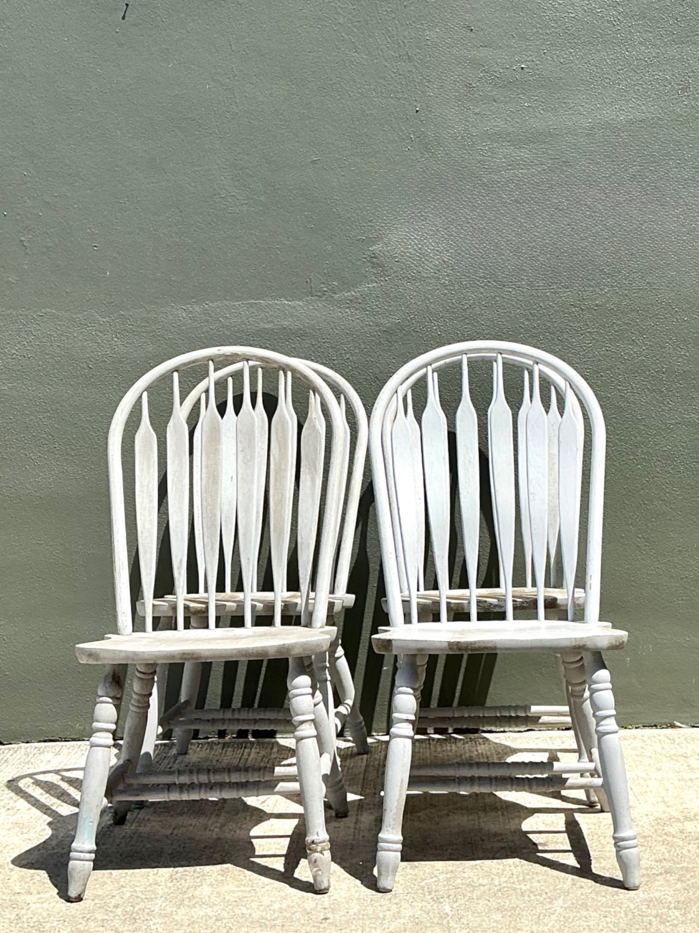 Vintage Farmhouse Style Windsor Chairs - Set of 4 - Side view