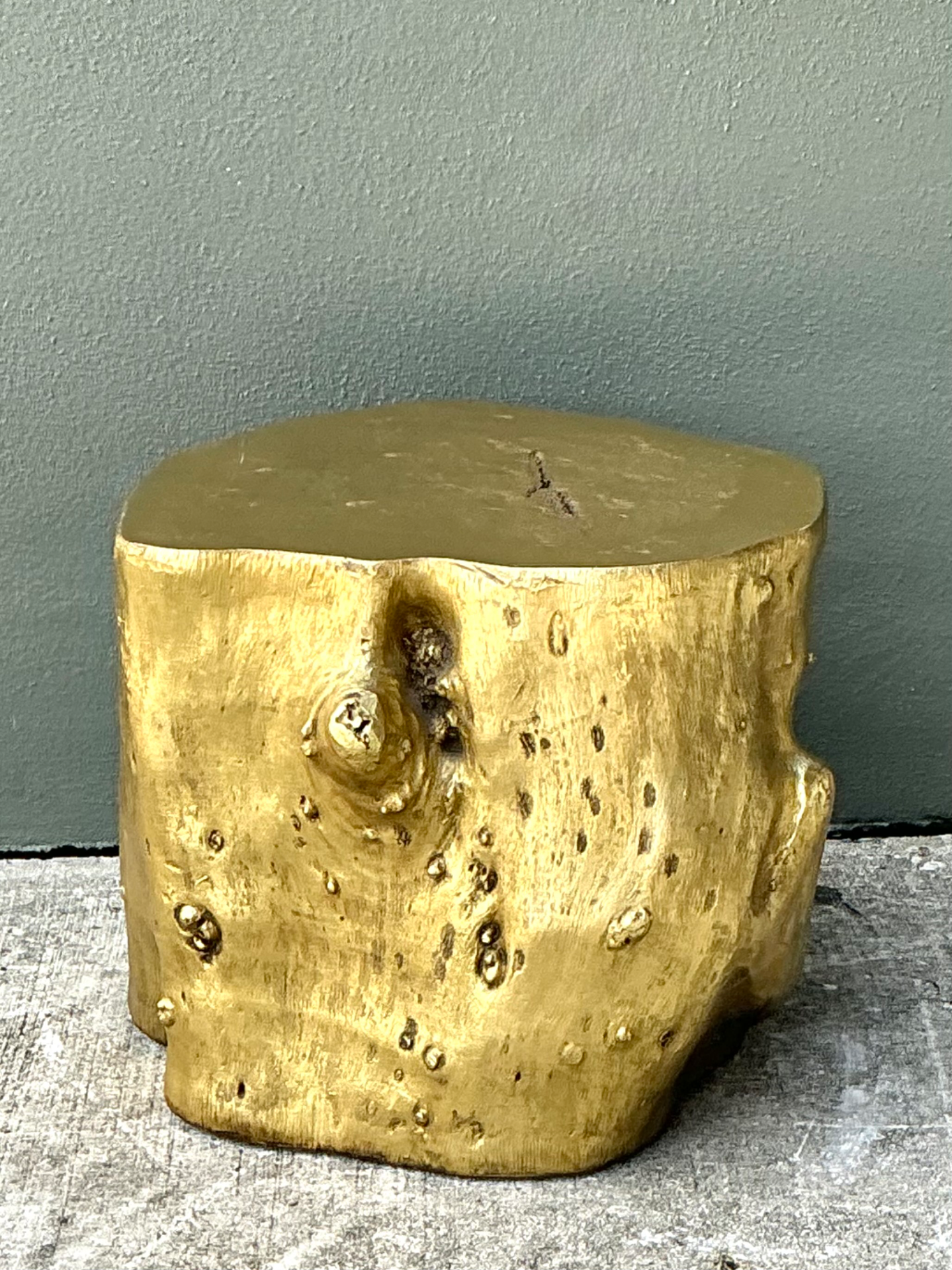 Vintage Gold Tree Trunk Side Table - Back view