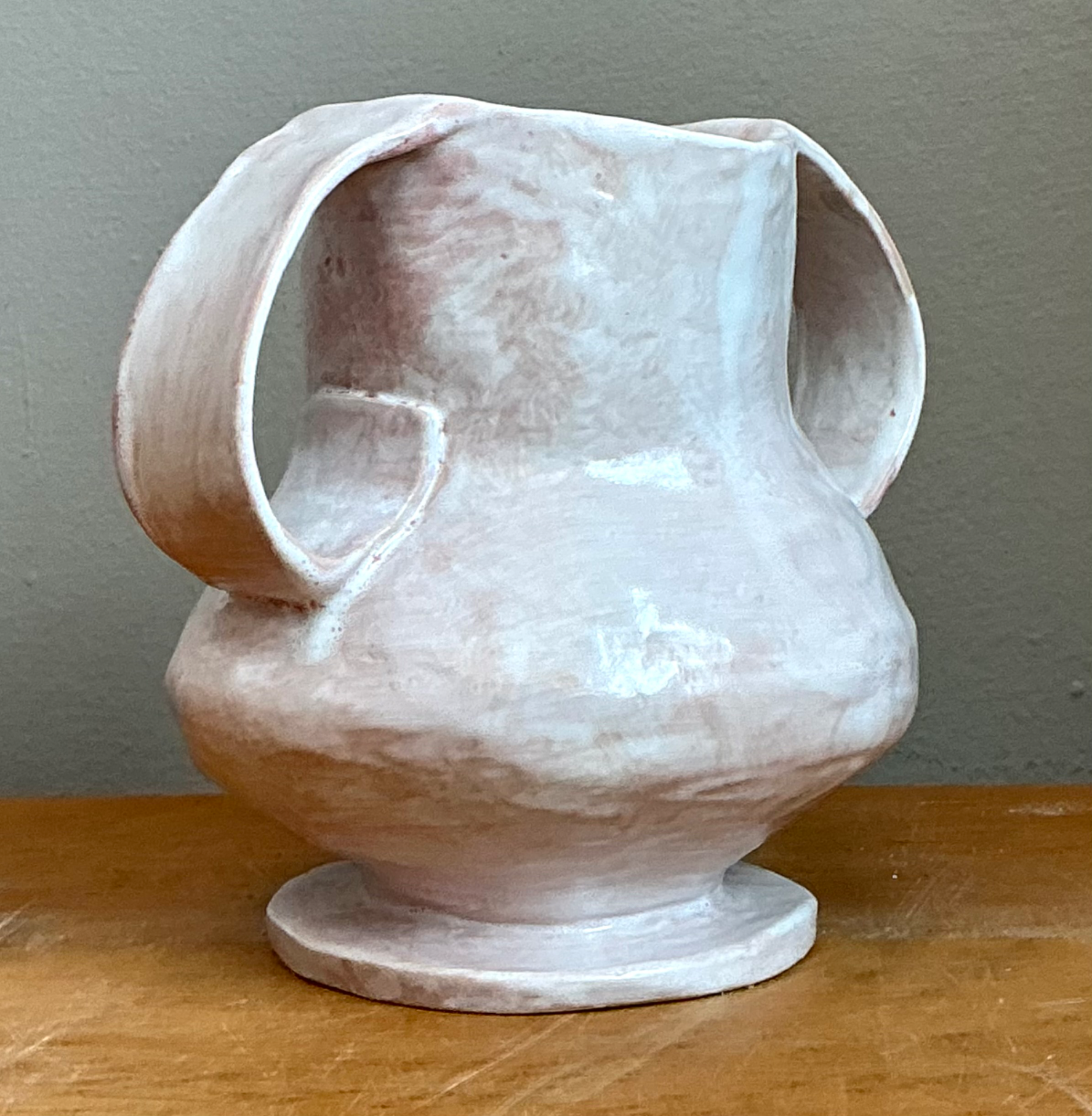 Vintage Ceramic Biomorphic Double Handle Vase - Top view