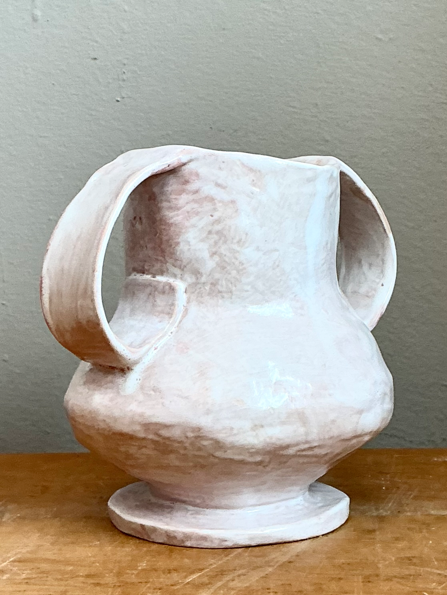 Vintage Ceramic Biomorphic Double Handle Vase - Side view