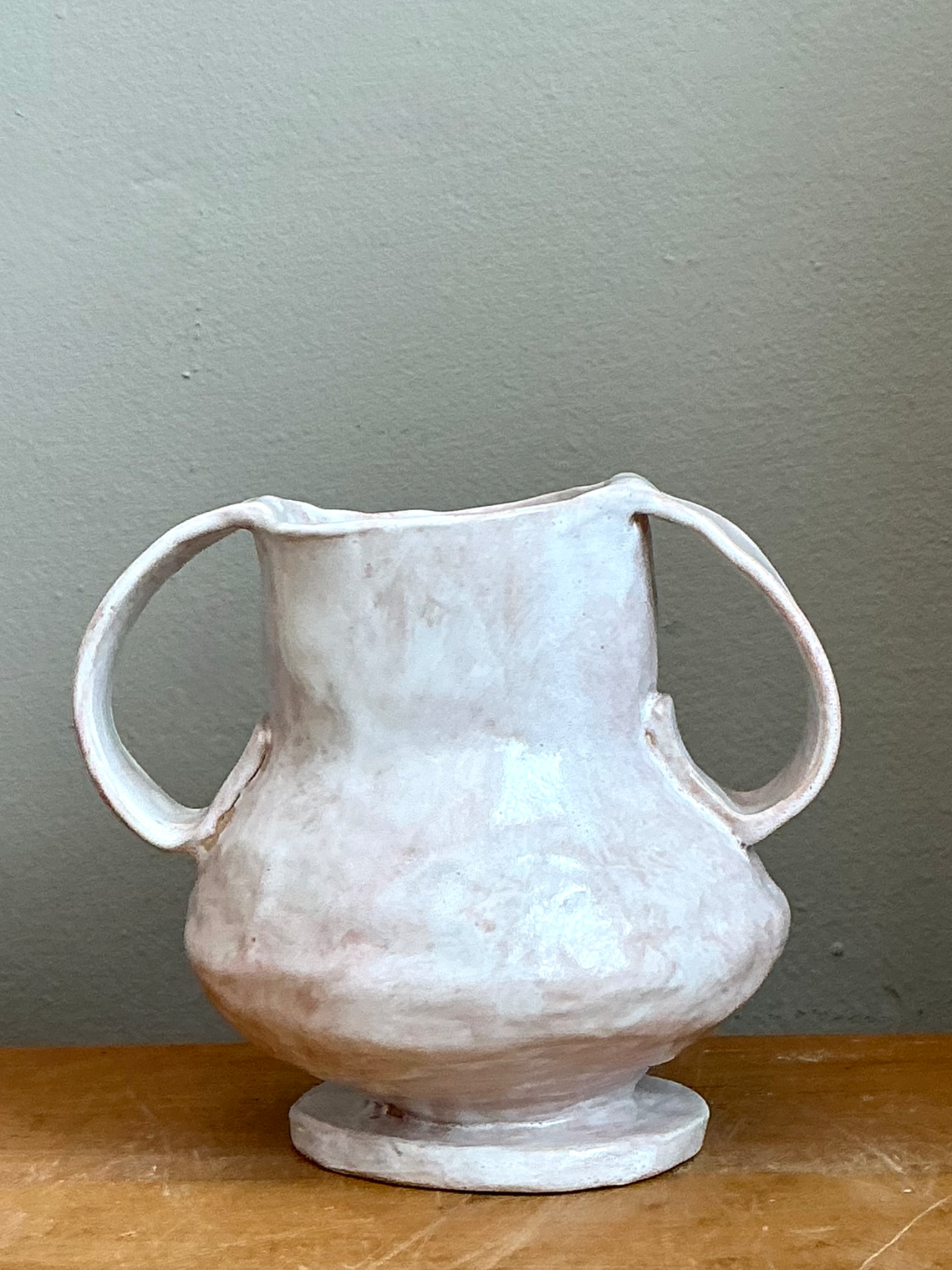 Vintage Ceramic Biomorphic Double Handle Vase - Detail view