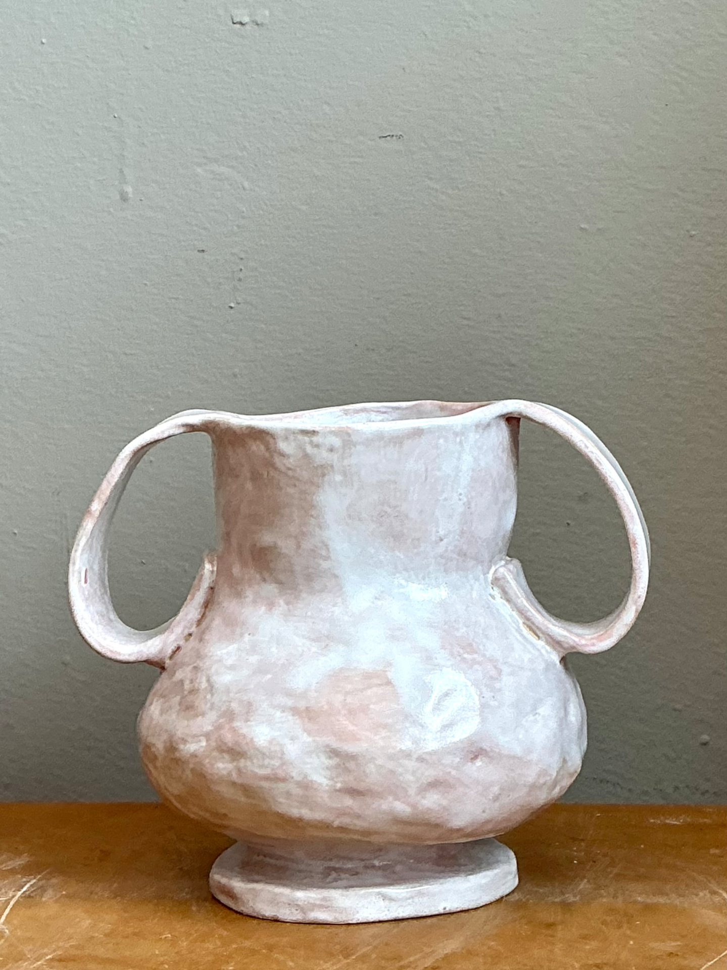 Vintage Biomorphic Ceramic Double Handle Vase - Detail view