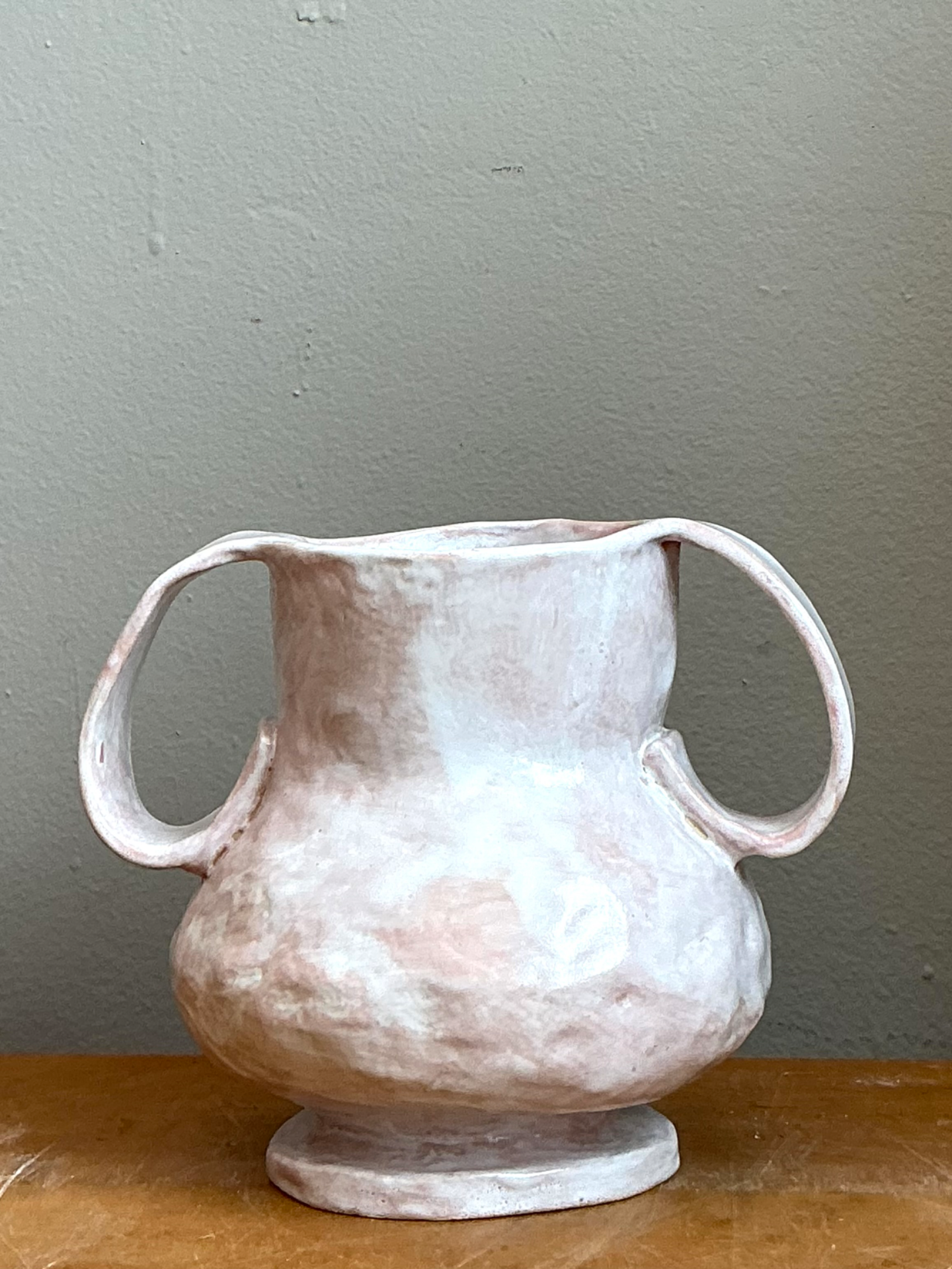 Vintage Biomorphic Ceramic Double Handle Vase - Back view