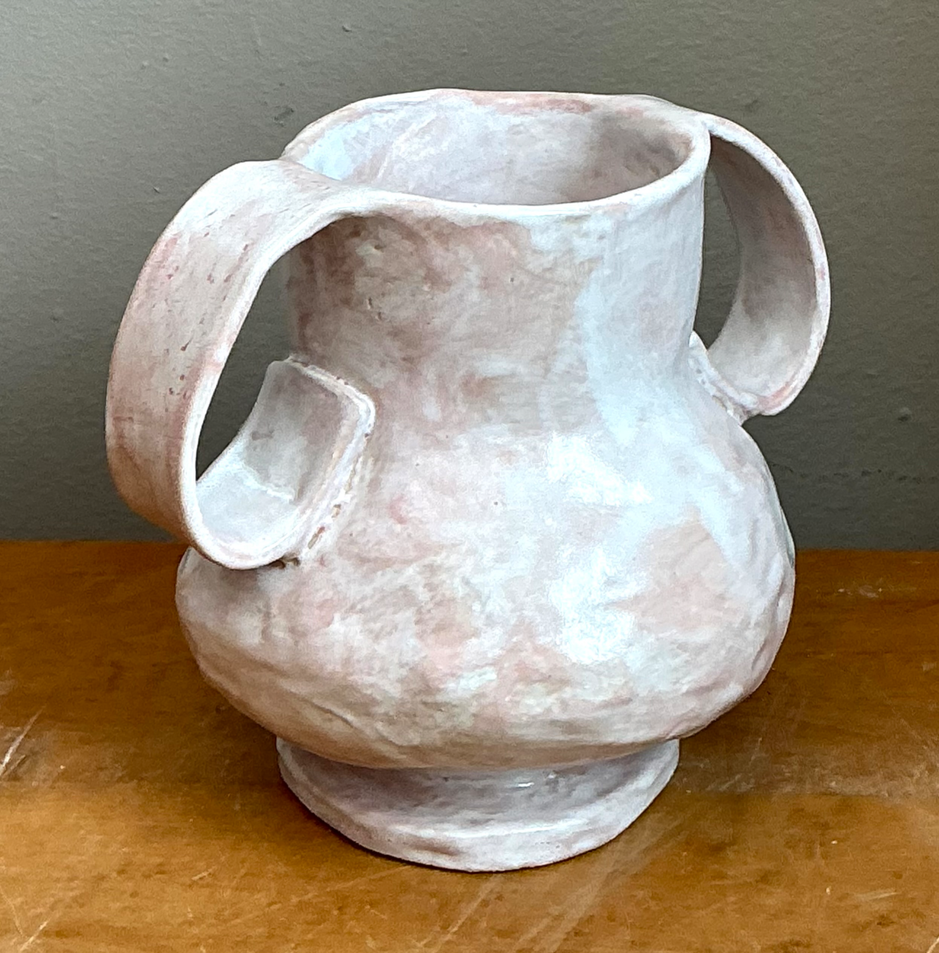 Vintage Biomorphic Ceramic Double Handle Vase - Side view