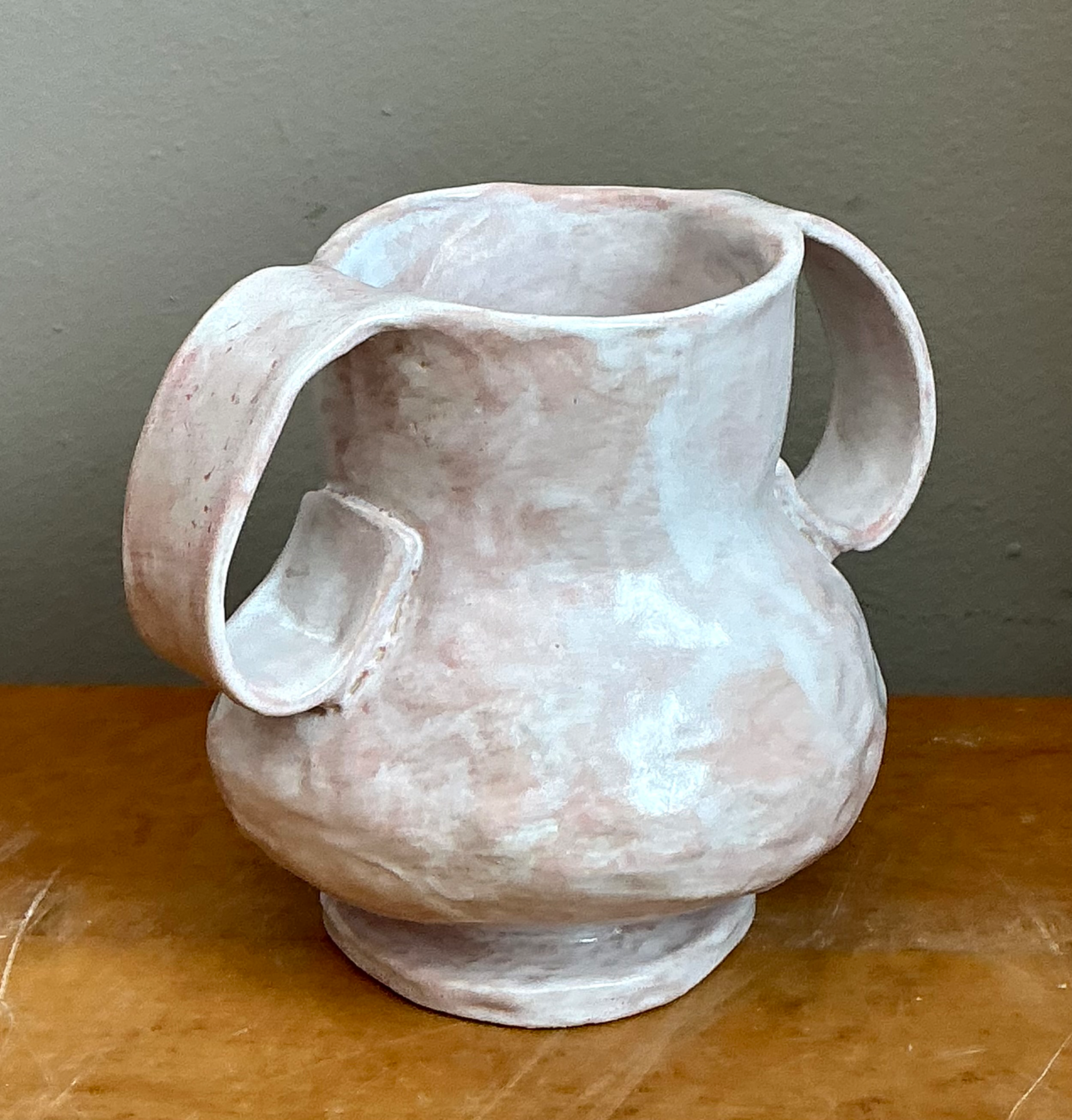 Vintage Biomorphic Ceramic Double Handle Vase - Top view