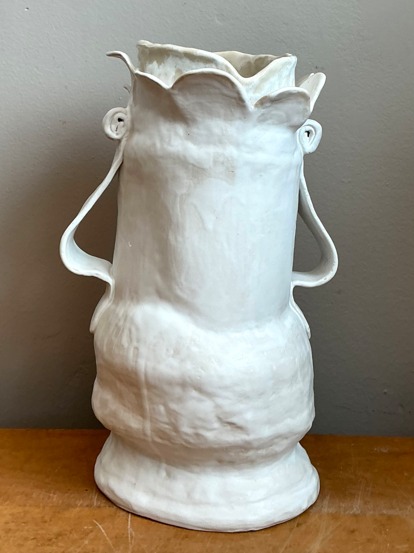 Vintage Biomorphic Sculptural Ceramic Vase With Handles - Back view