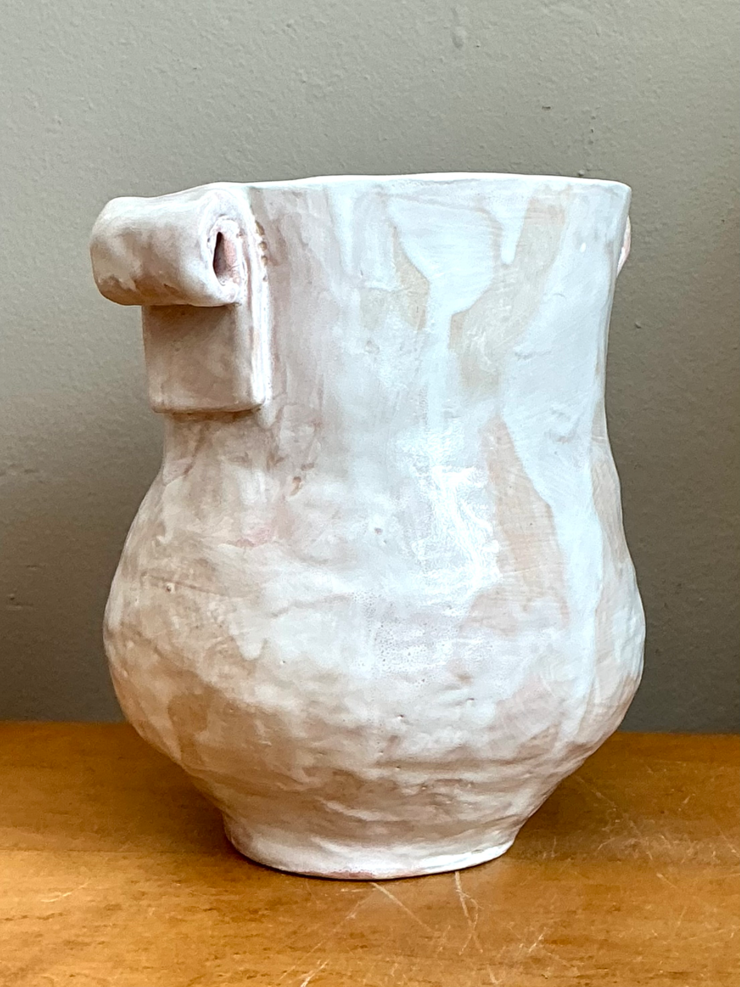 Vintage Biomorphic Ceramic Vase With Handles - Back view