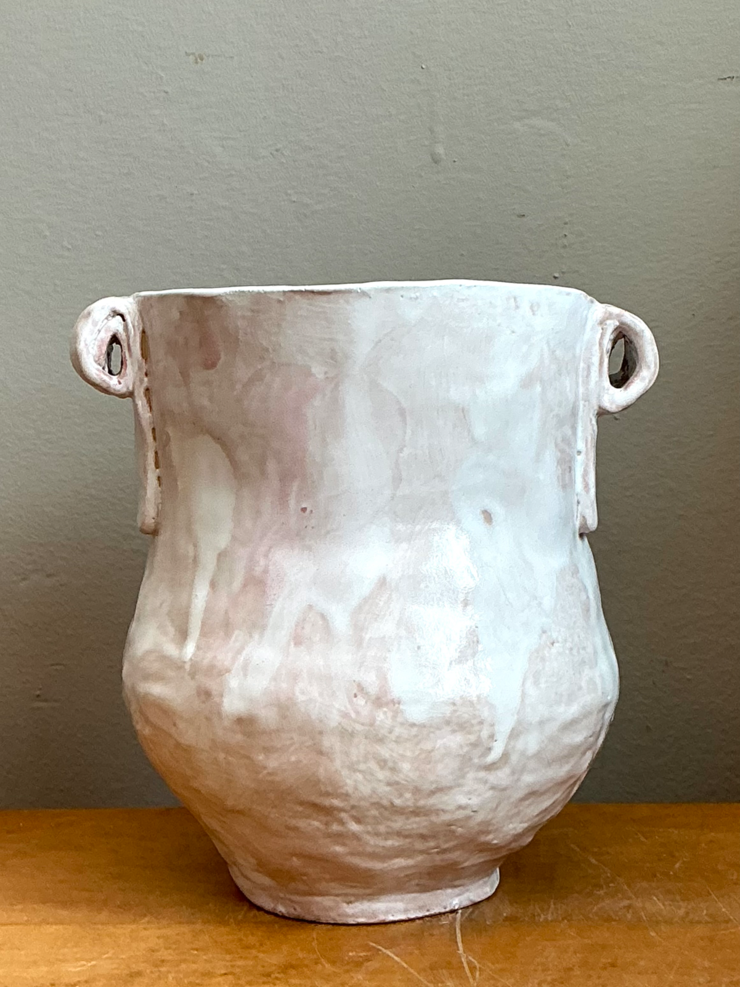 Vintage Biomorphic Ceramic Vase With Handles - Top view