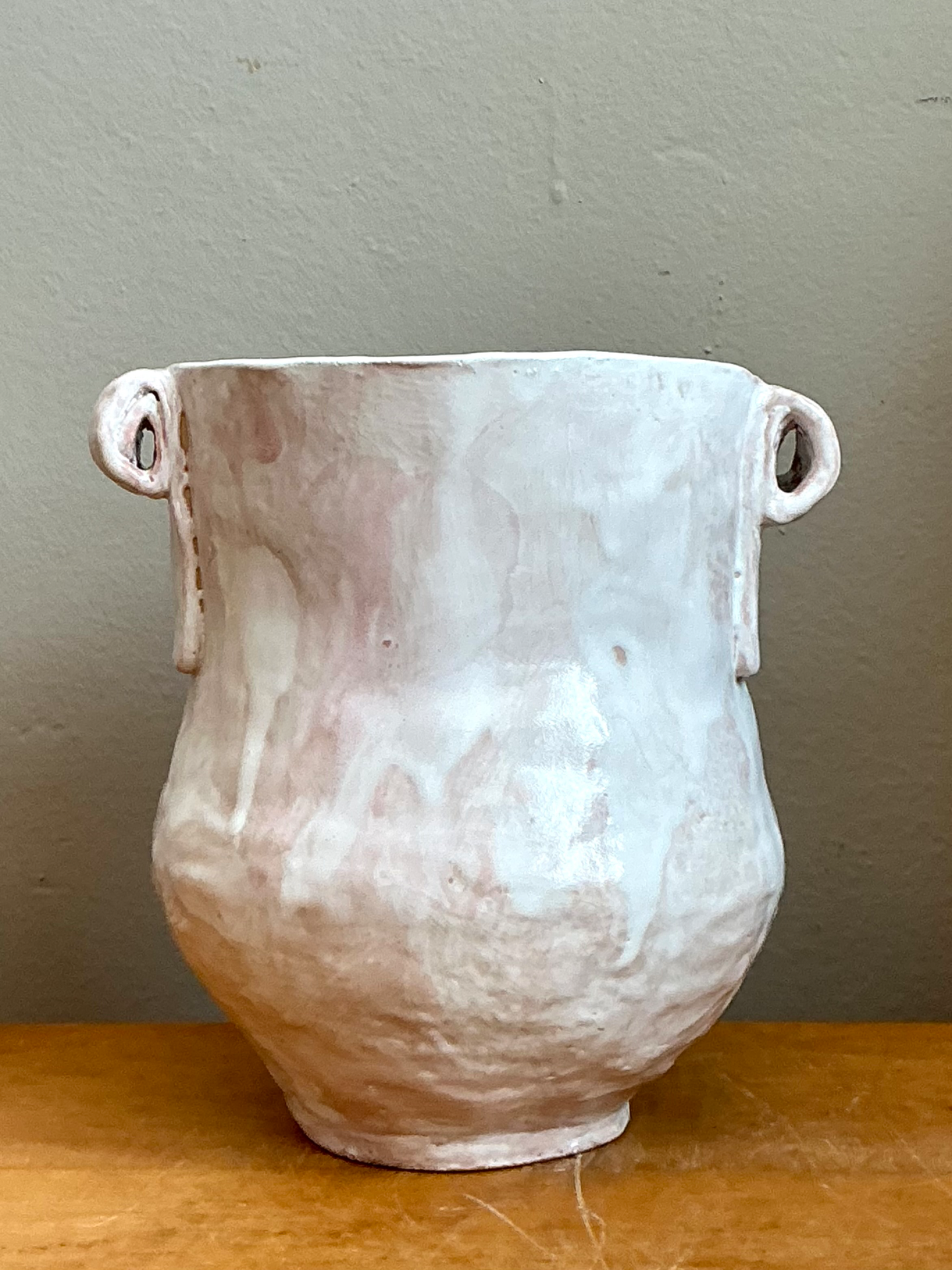 Vintage Biomorphic Ceramic Vase With Handles - Side view