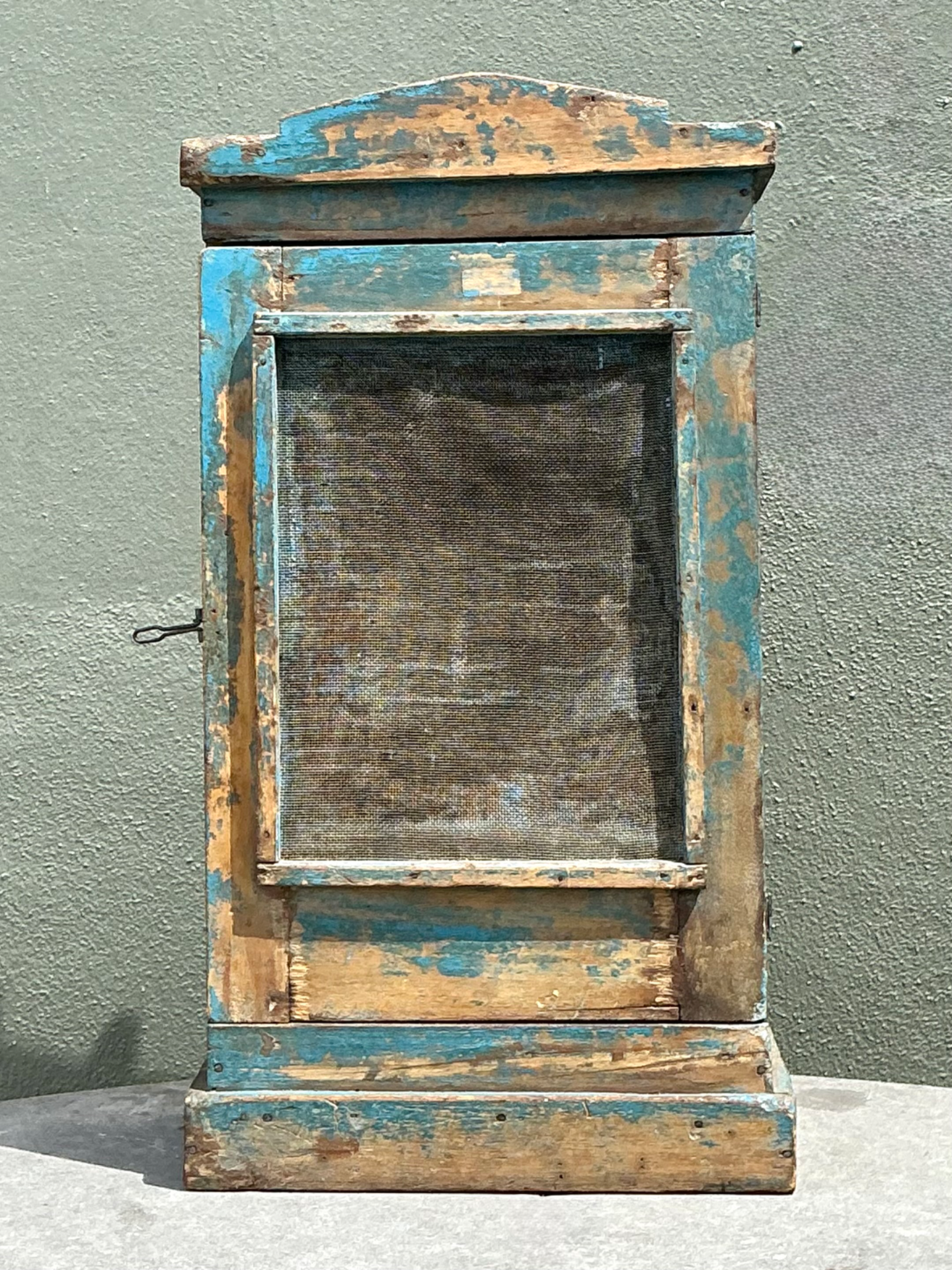 Vintage Rustic Painted Wood Cabinet - Back view