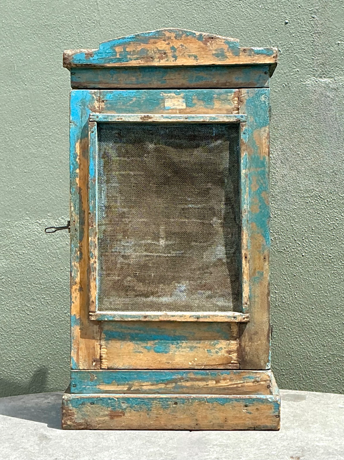 Vintage Rustic Painted Wood Cabinet - Detail view
