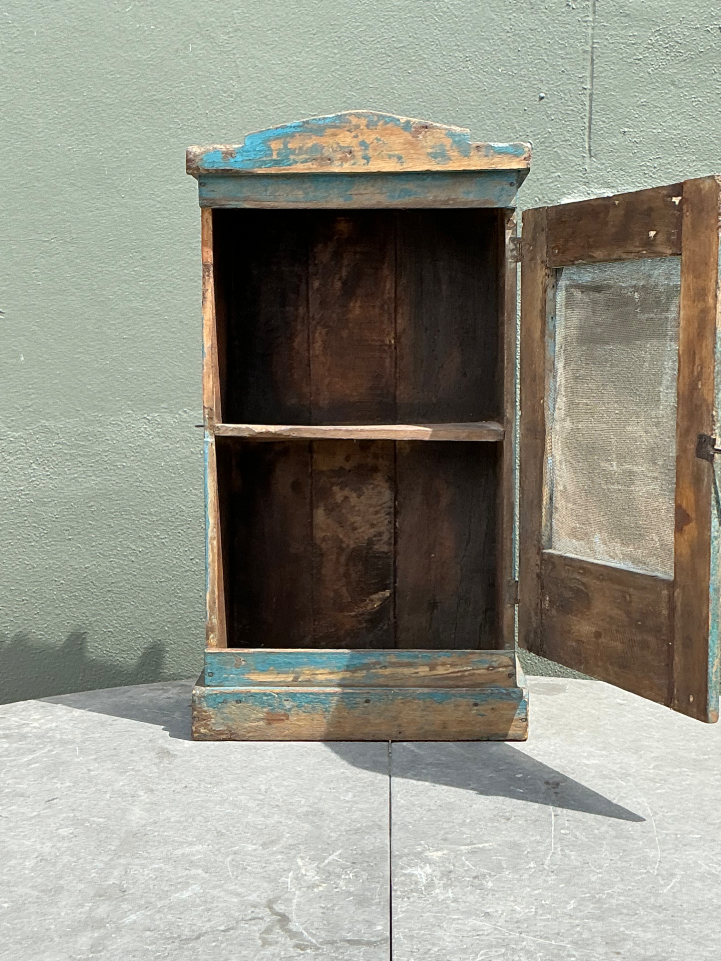 Vintage Rustic Painted Wood Cabinet - Top view