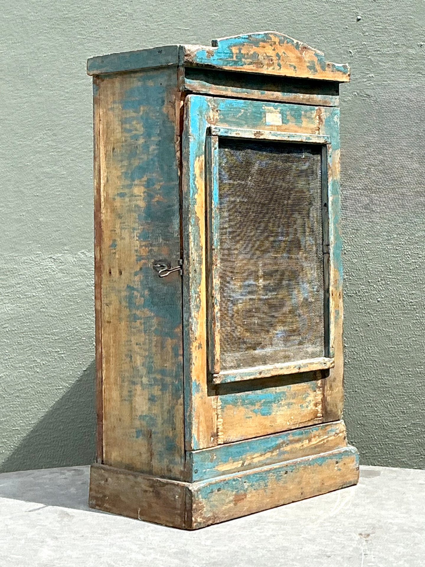 Vintage Rustic Painted Wood Cabinet - Side view