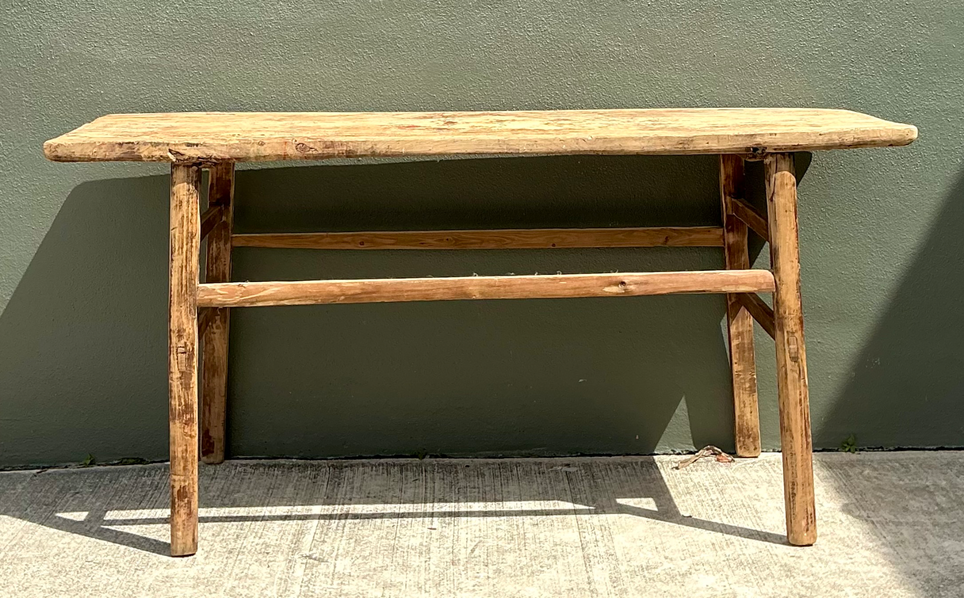 Vintage Rustic Wood Console Table - Detail view