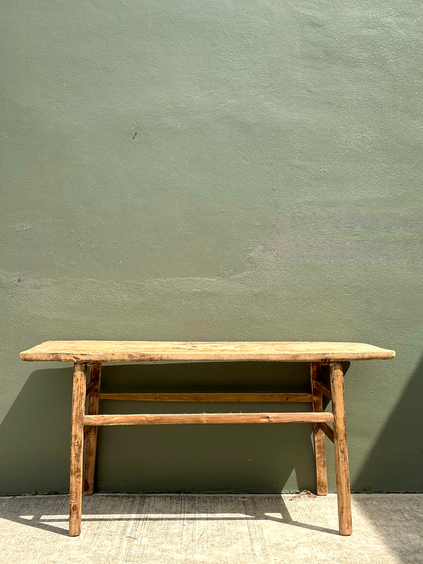 Vintage Rustic Wood Console Table - Back view