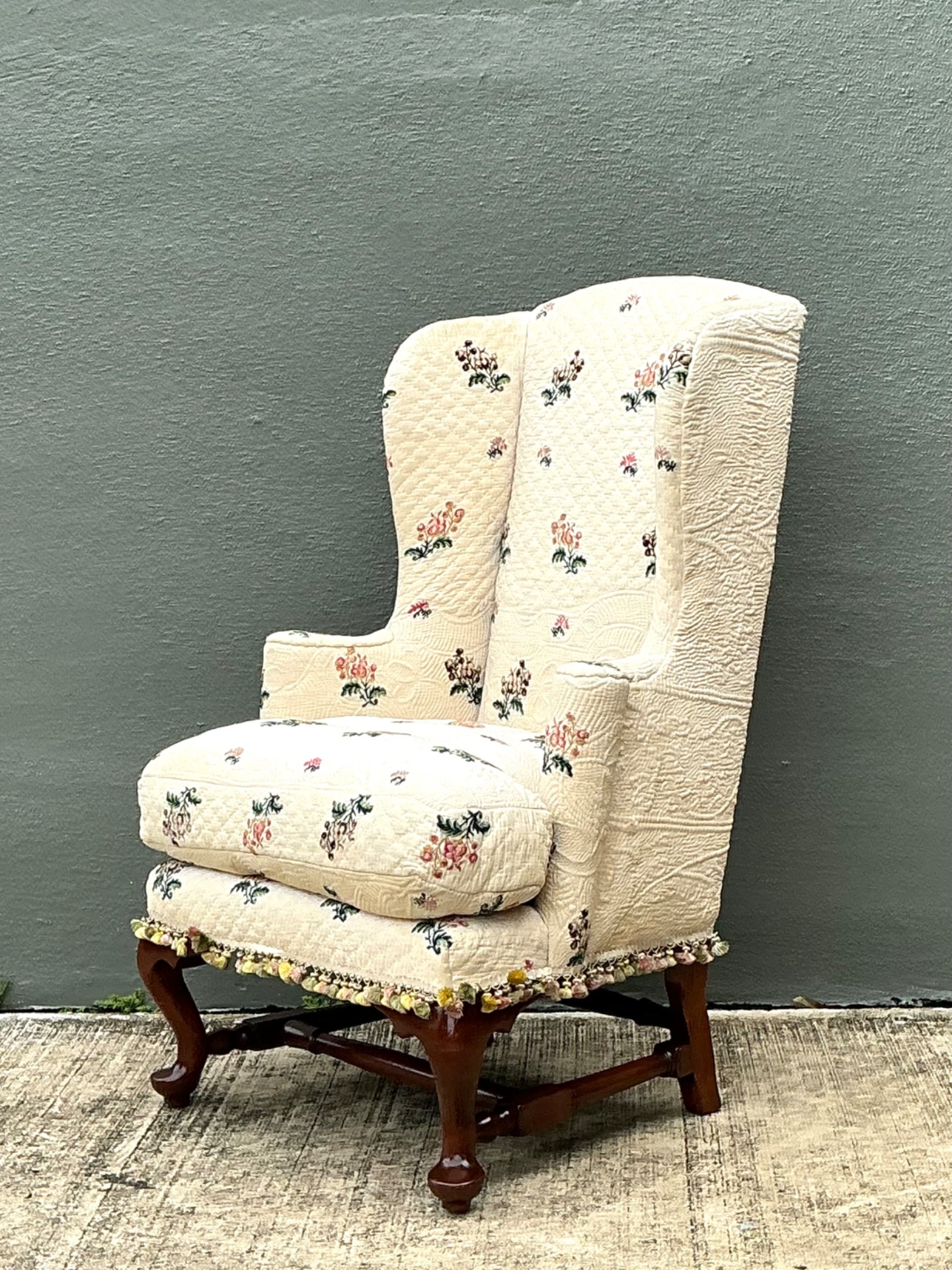 Vintage Petite Wingback Fireside Chair - Detail view