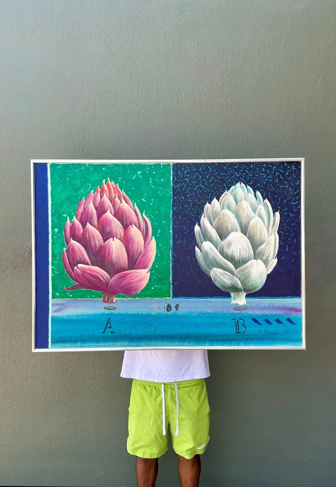 Peter Read Framed Artichoke Painting - Top view