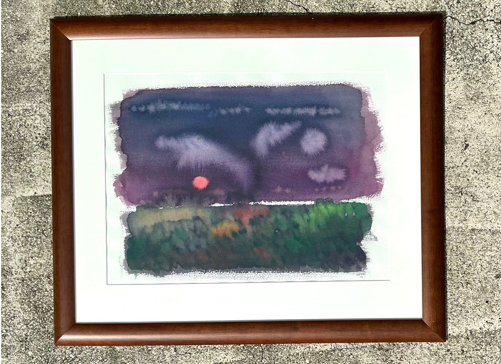 Vintage Joe Orffeo “Transitions” Abstract Watercolor Painting - Back view