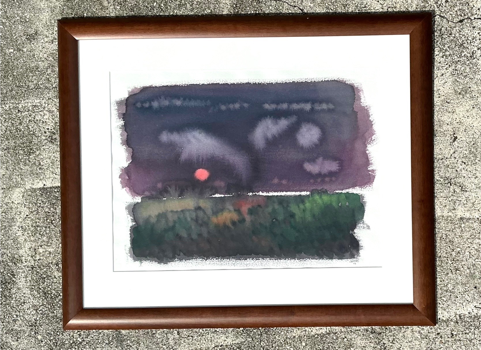 Vintage Joe Orffeo “Transitions” Abstract Watercolor Painting - Side view